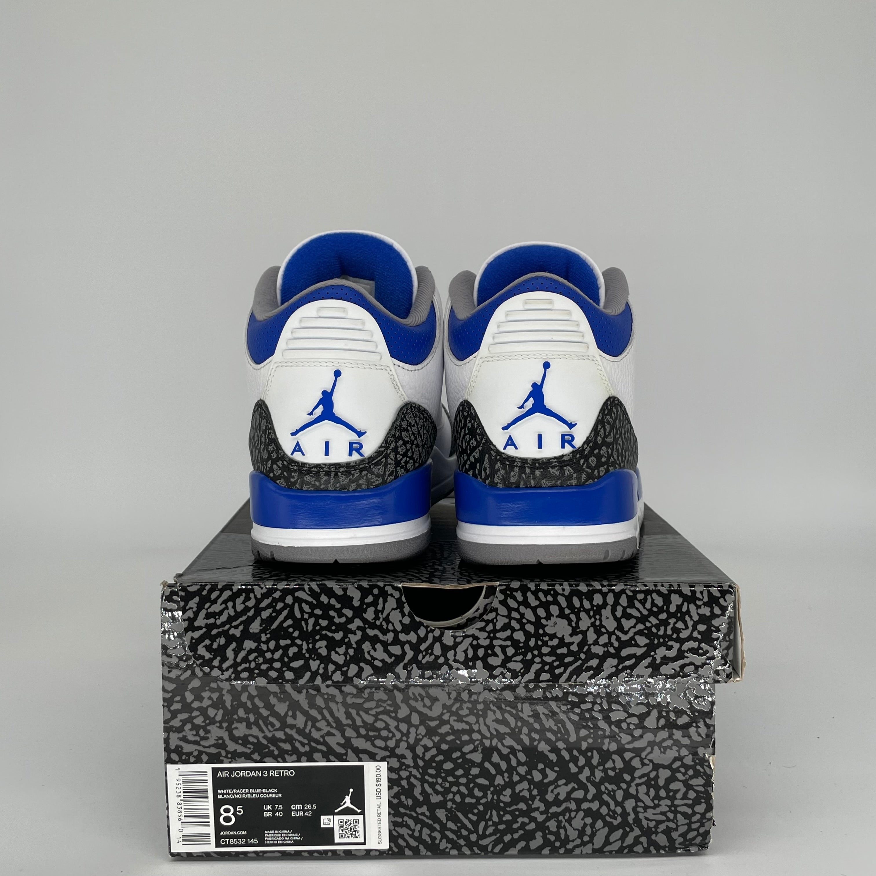 AIR JORDAN 3 RACER BLUE SIZE 8.5 CT8532-145