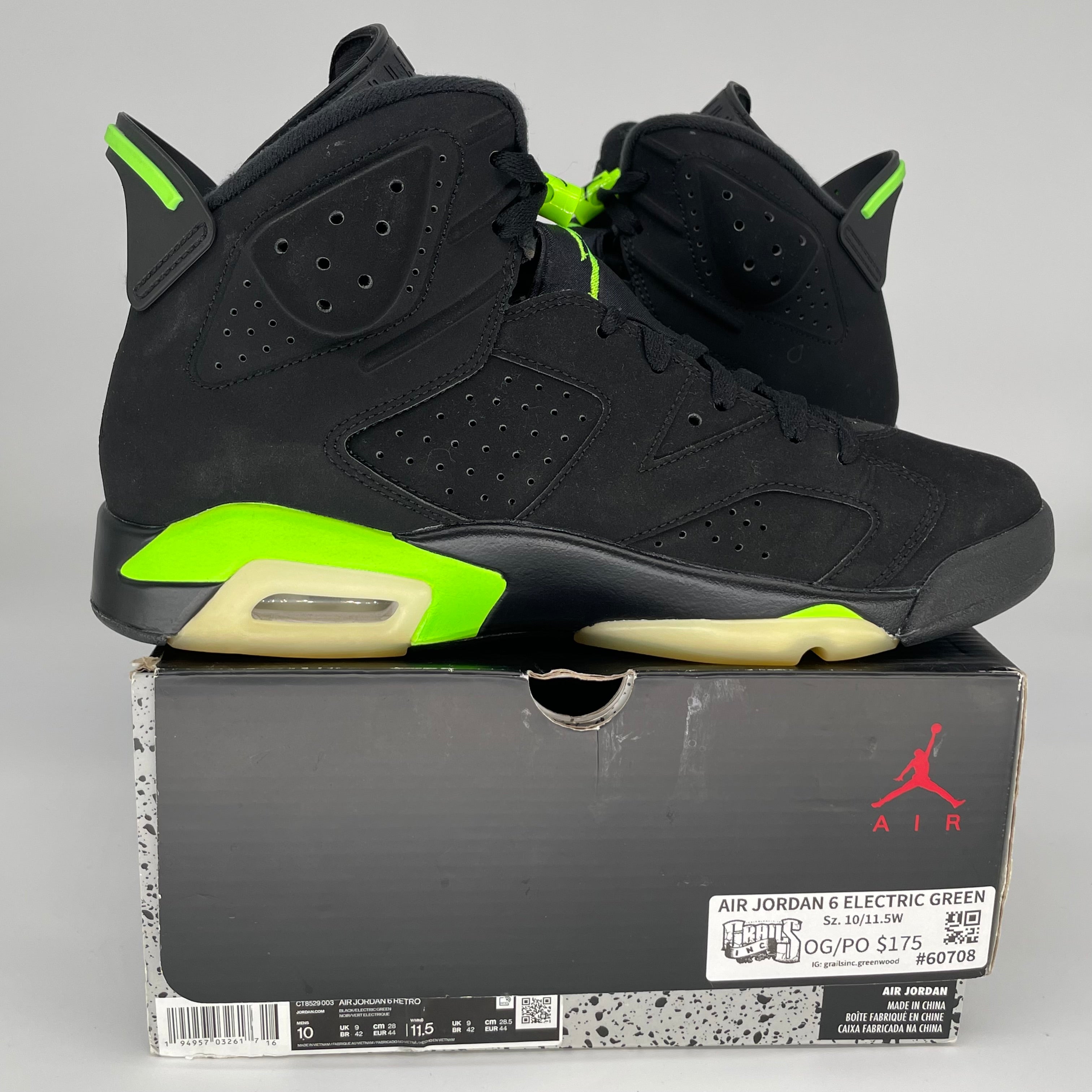 AIR JORDAN 6 ELECTRIC GREEN SIZE 10 CT8529-003