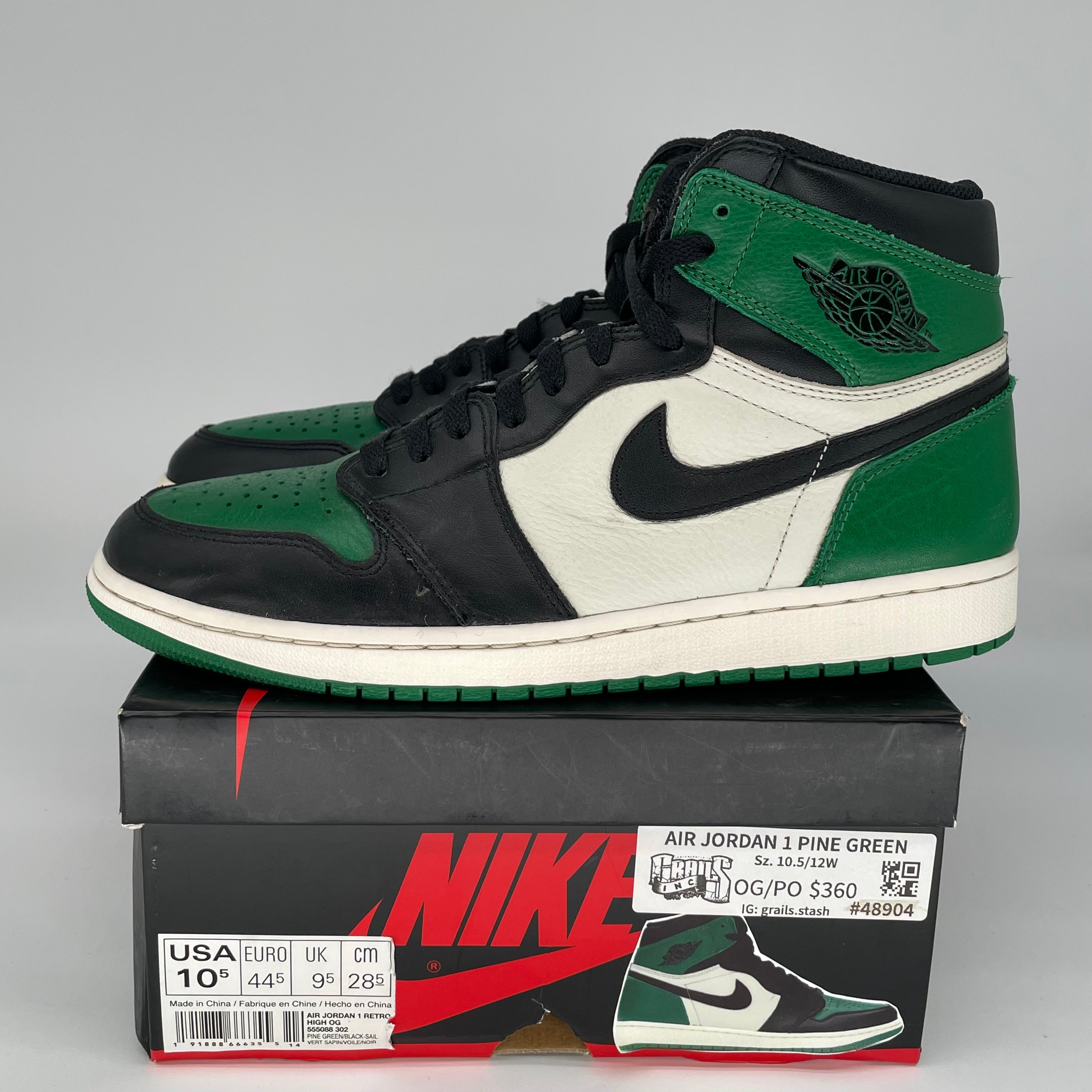 AIR JORDAN 1 PINE GREEN SIZE 10.5 555088-302