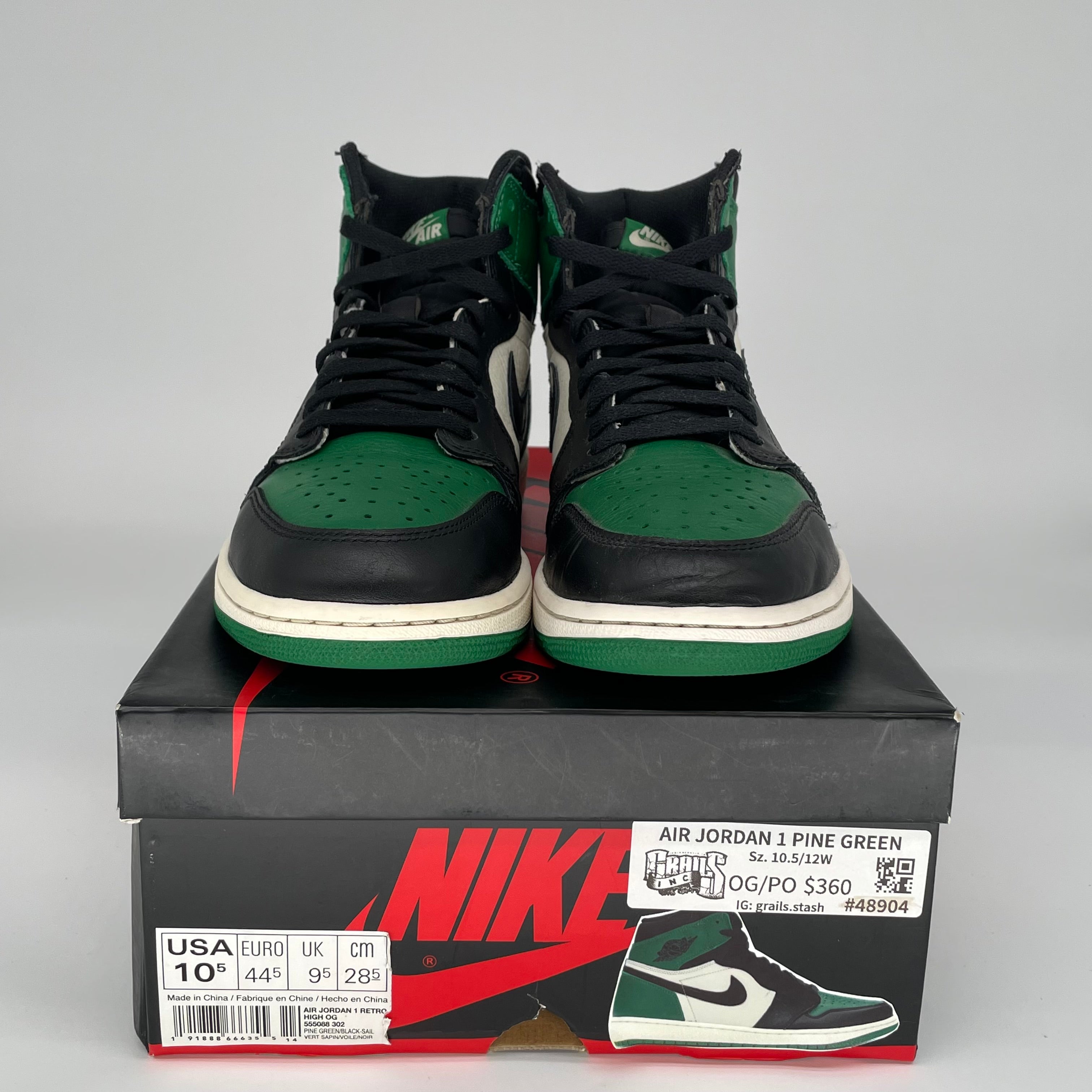 AIR JORDAN 1 PINE GREEN SIZE 10.5 555088-302