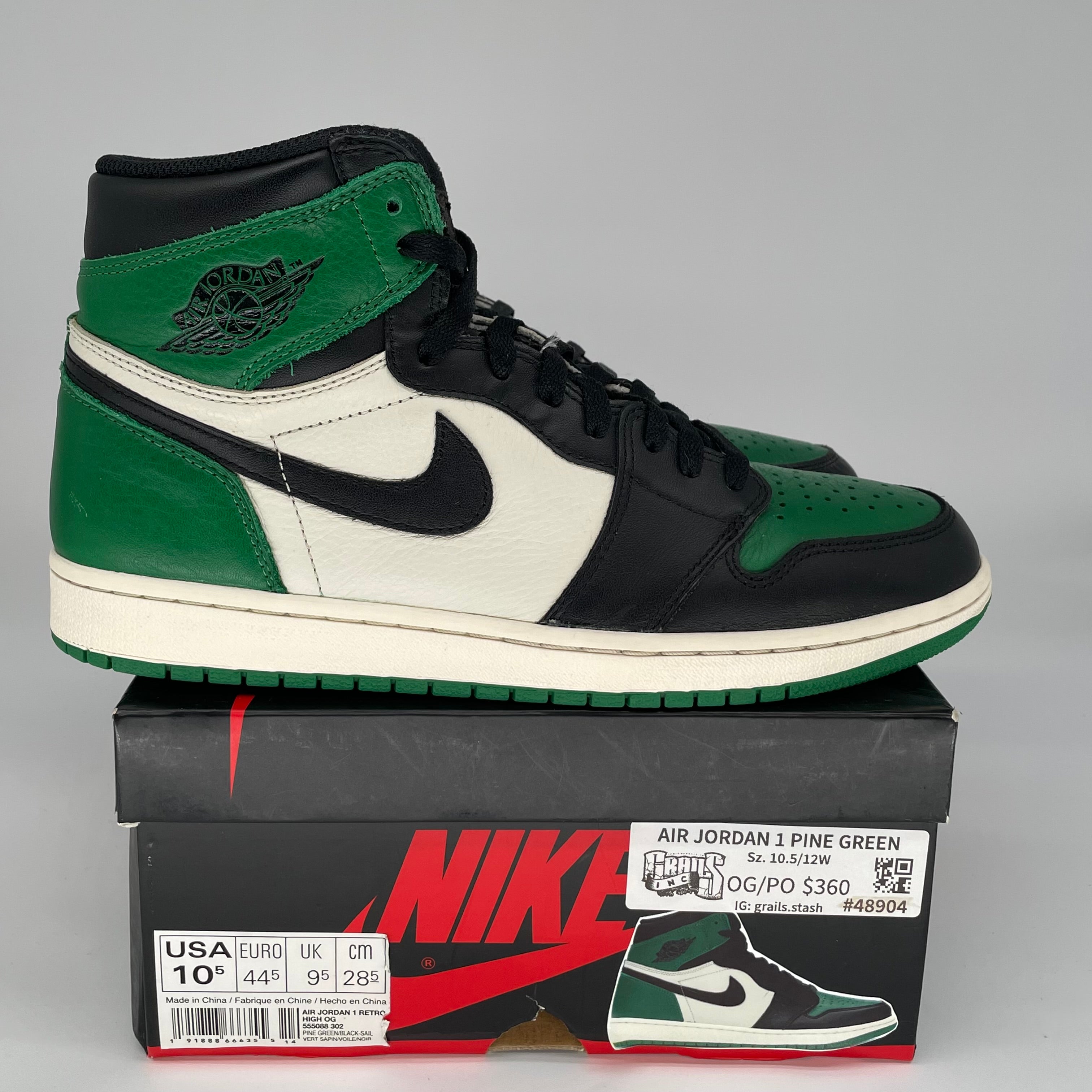 AIR JORDAN 1 PINE GREEN SIZE 10.5 555088-302