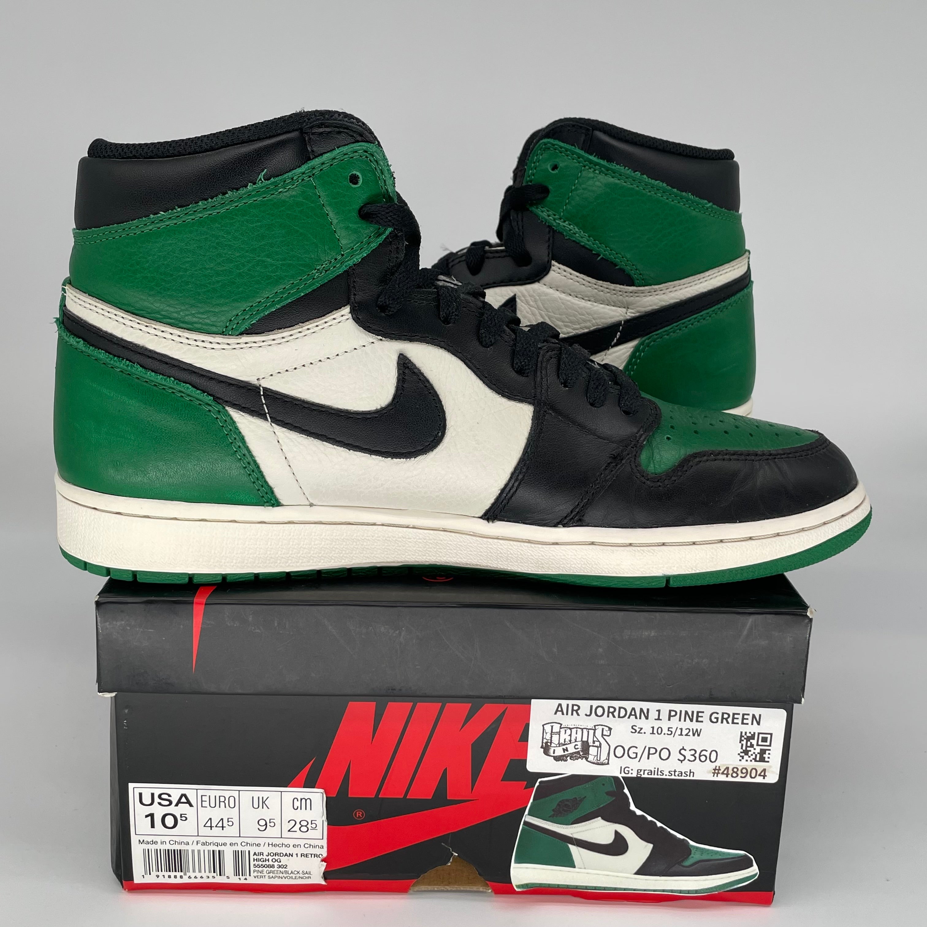 AIR JORDAN 1 PINE GREEN SIZE 10.5 555088-302