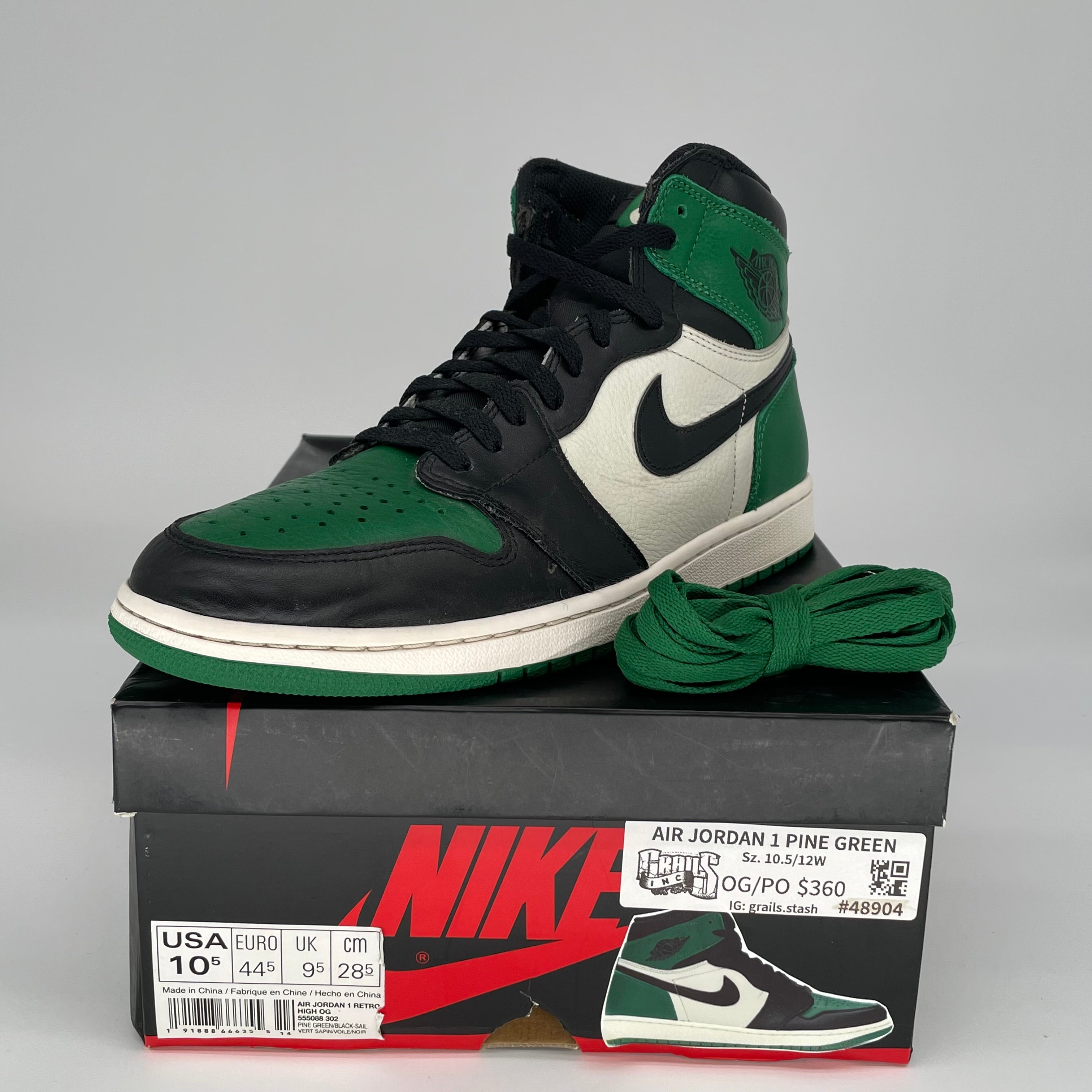 AIR JORDAN 1 PINE GREEN SIZE 10.5 555088-302