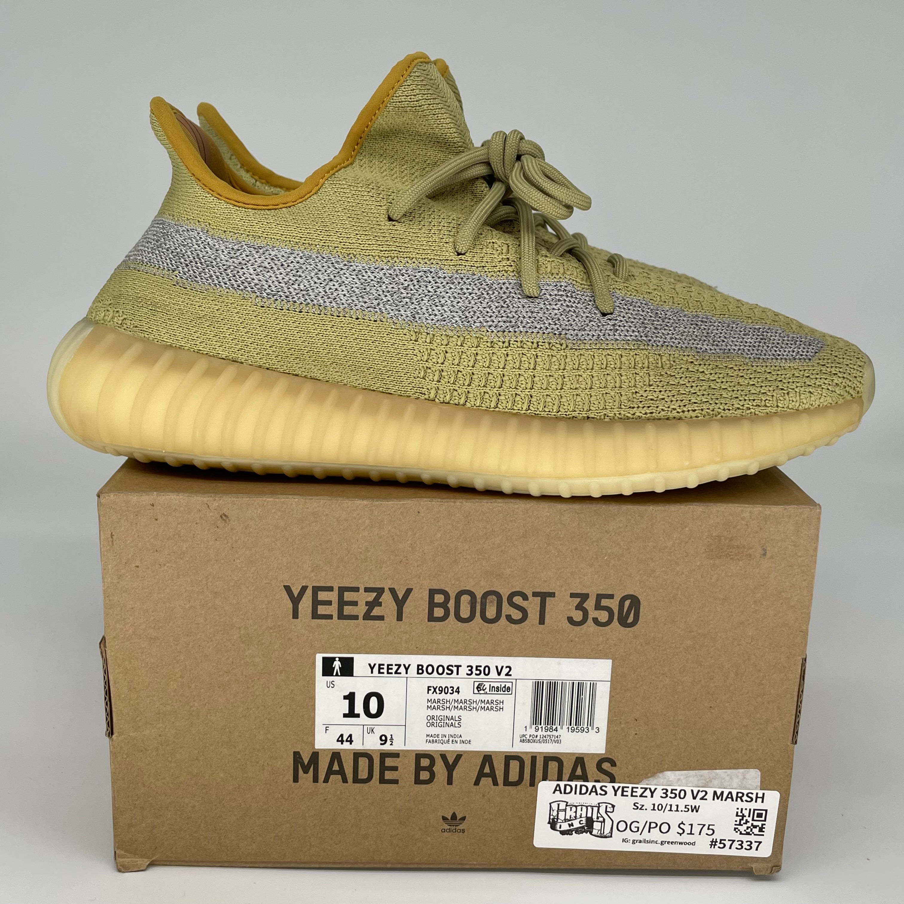 ADIDAS YEEZY 350 V2 MARSH SIZE 10 FX9034