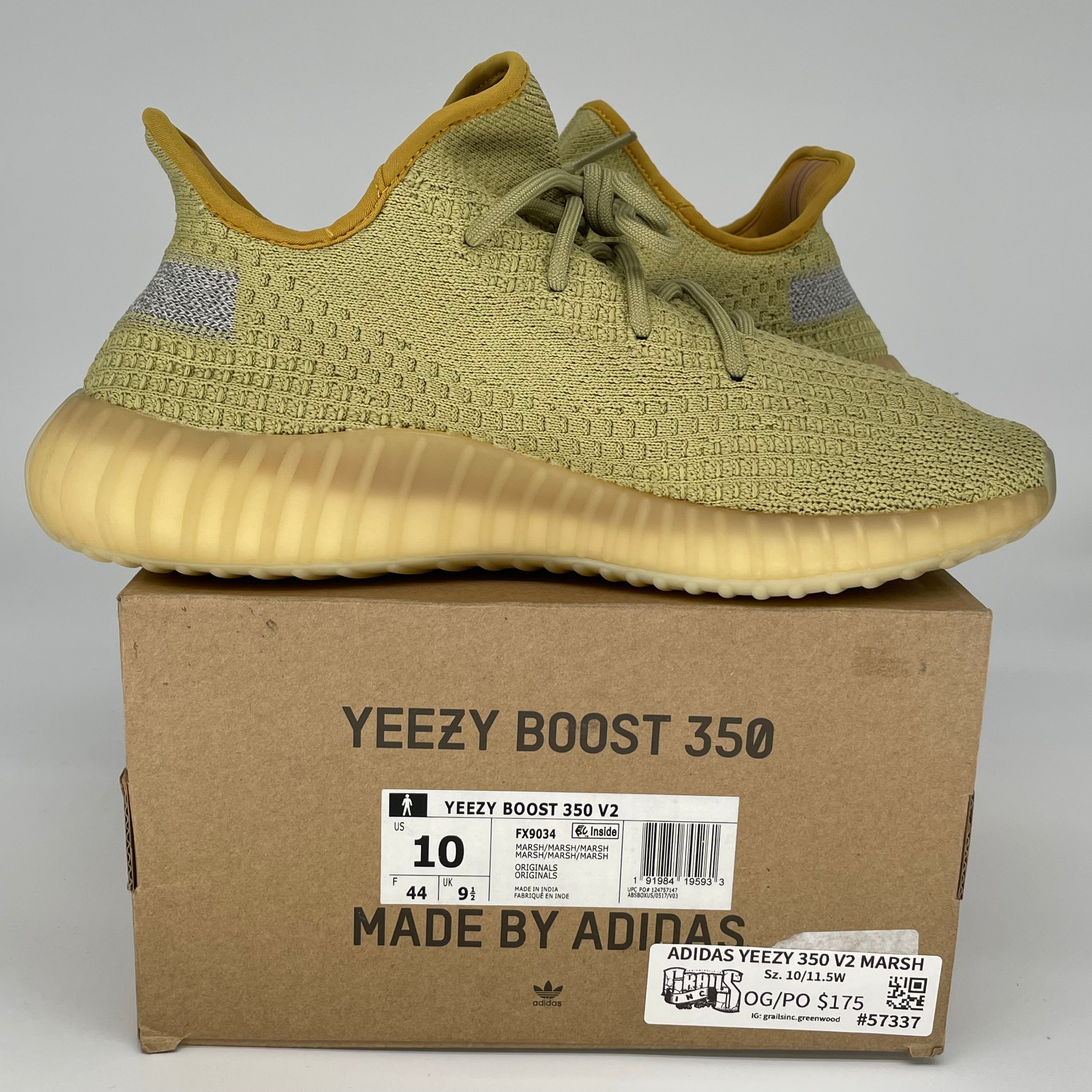 ADIDAS YEEZY 350 V2 MARSH SIZE 10 FX9034