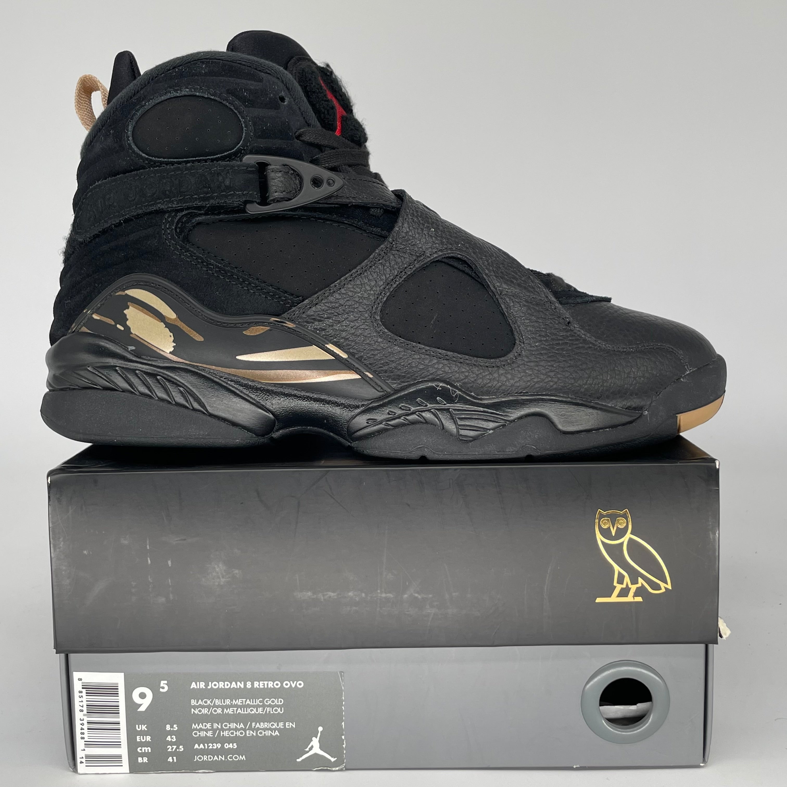 AIR JORDAN 8 OVO BLACK SIZE 9.5 AA1239-045