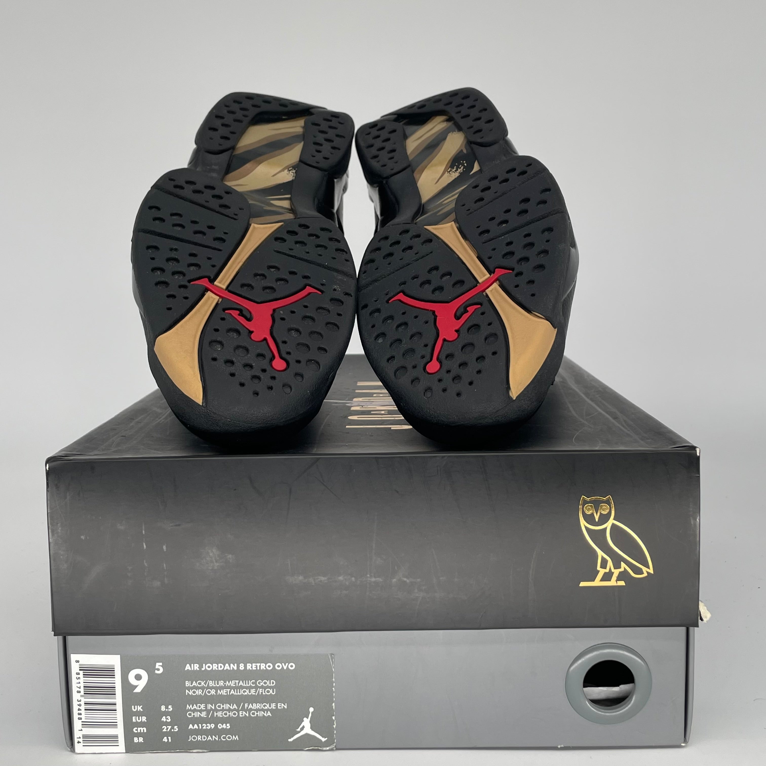 AIR JORDAN 8 OVO BLACK SIZE 9.5 AA1239-045