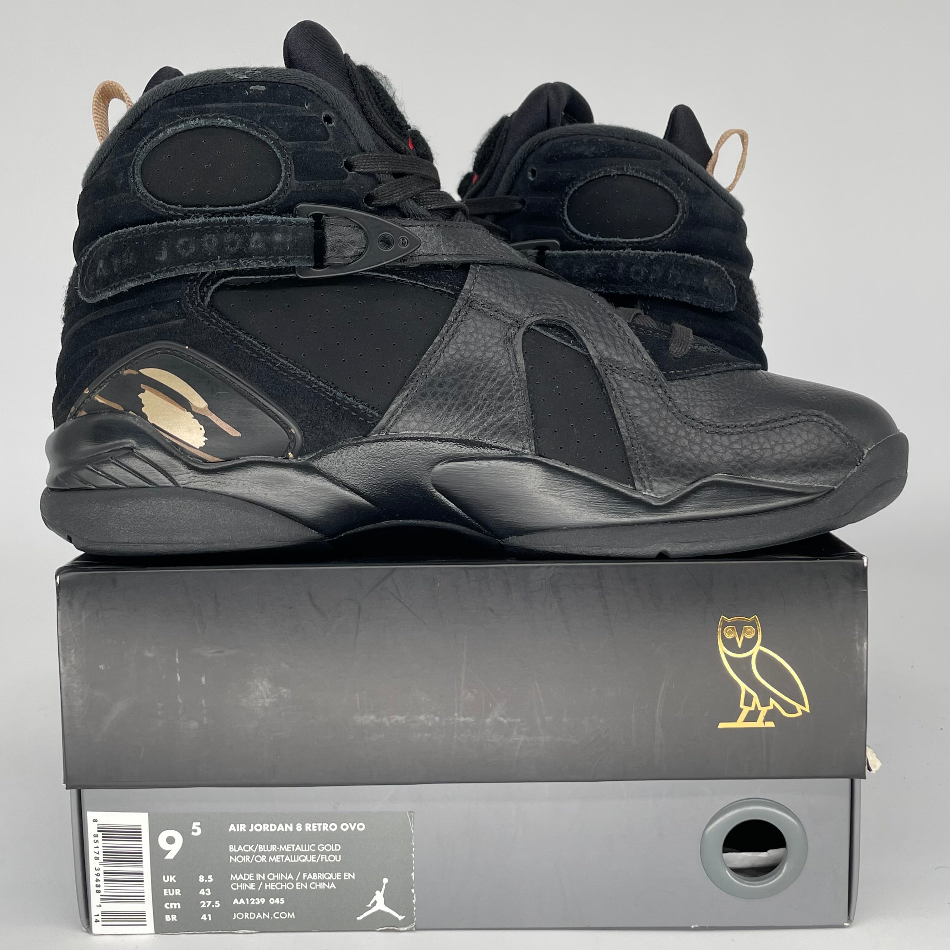 AIR JORDAN 8 OVO BLACK SIZE 9.5 AA1239-045