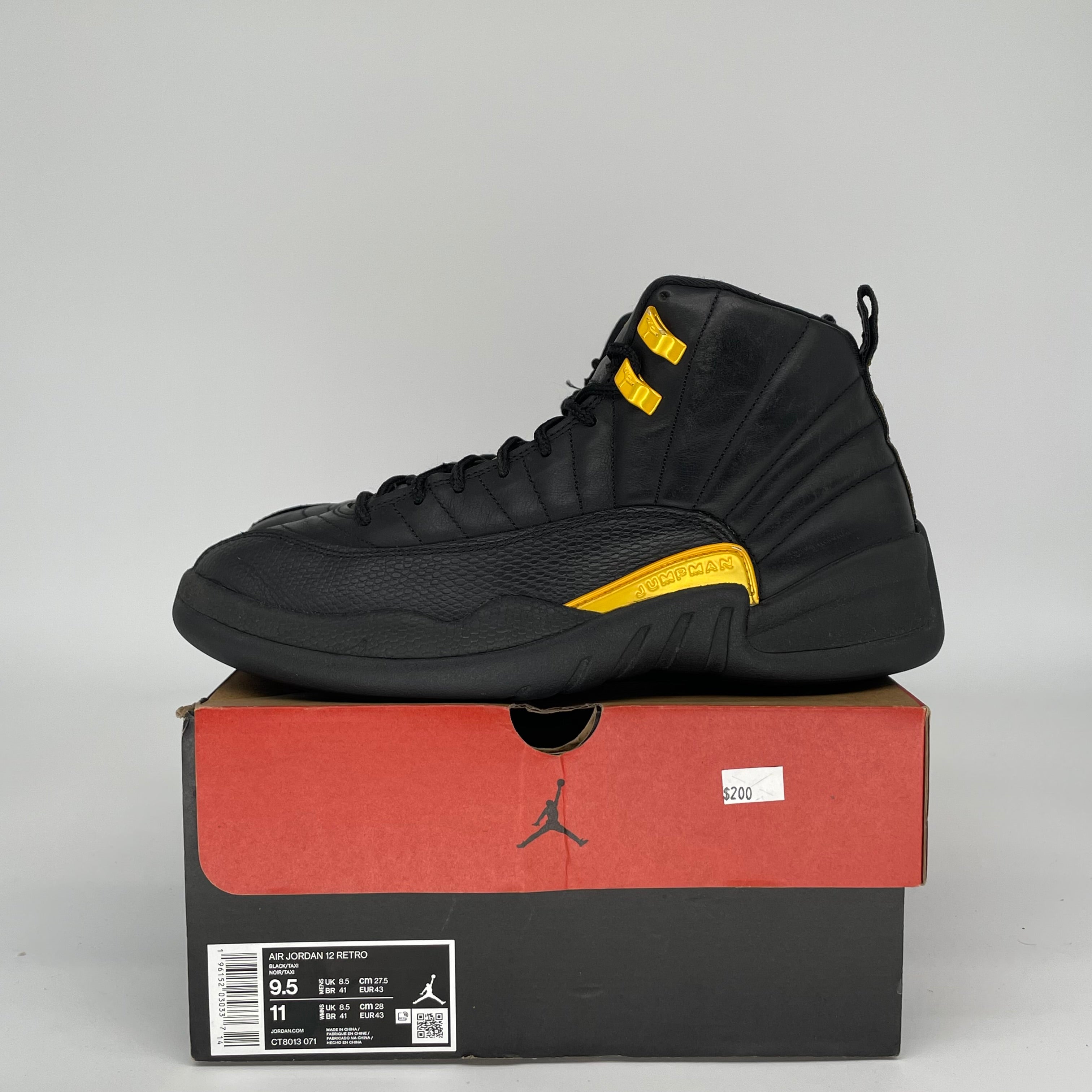 AIR JORDAN 12 BLACK TAXI SIZE 9.5 CT8013-071