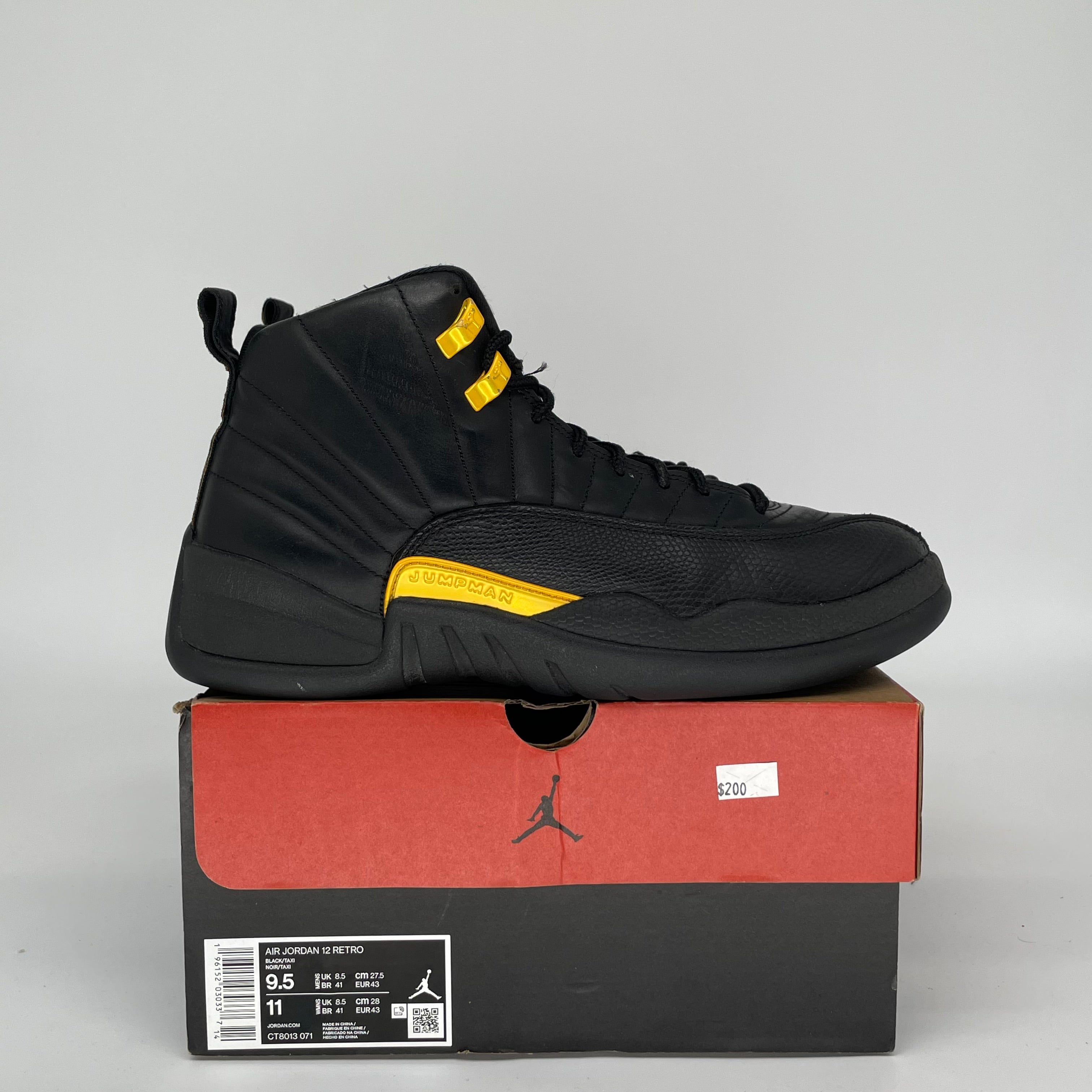 AIR JORDAN 12 BLACK TAXI SIZE 9.5 CT8013-071