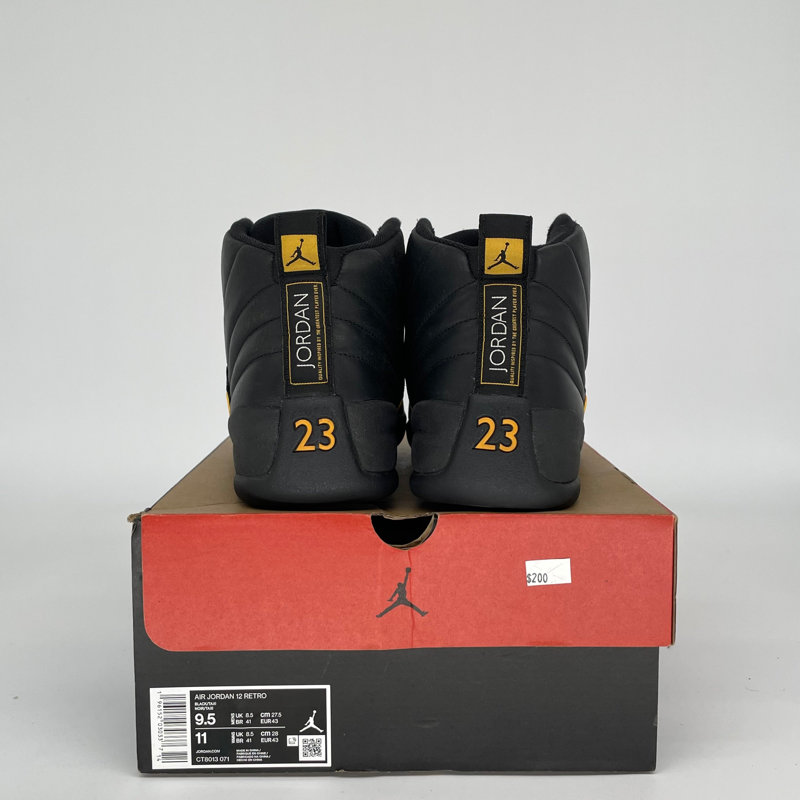 AIR JORDAN 12 BLACK TAXI SIZE 9.5 CT8013-071