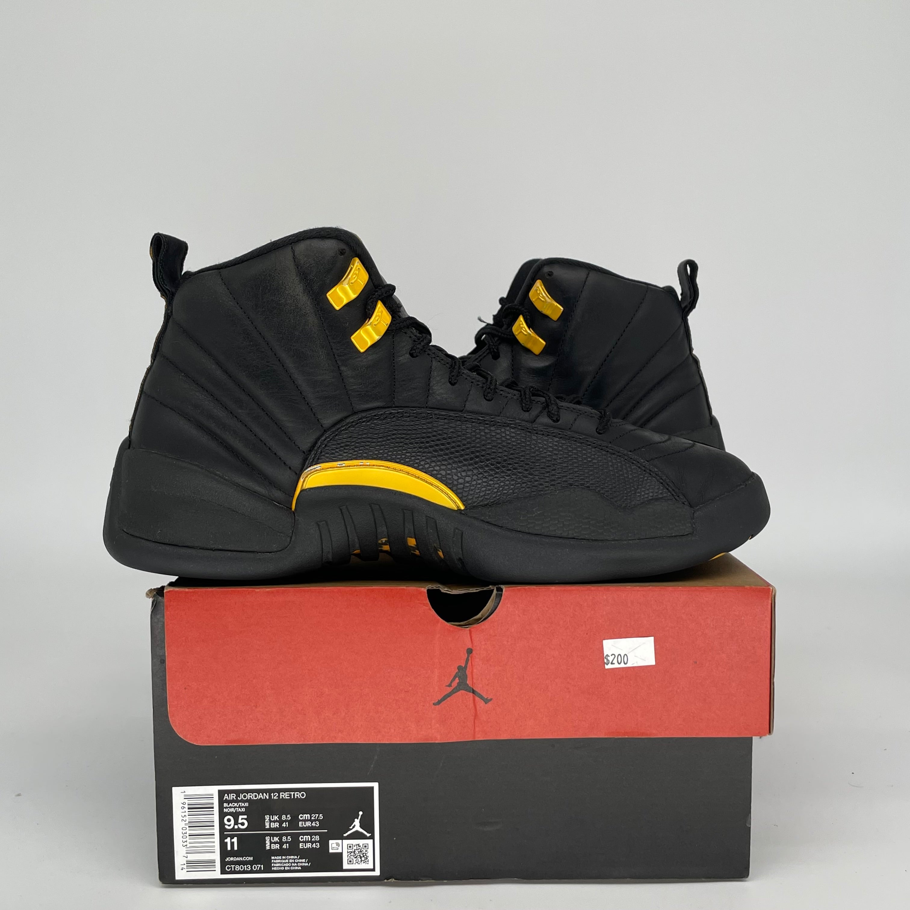 AIR JORDAN 12 BLACK TAXI SIZE 9.5 CT8013-071