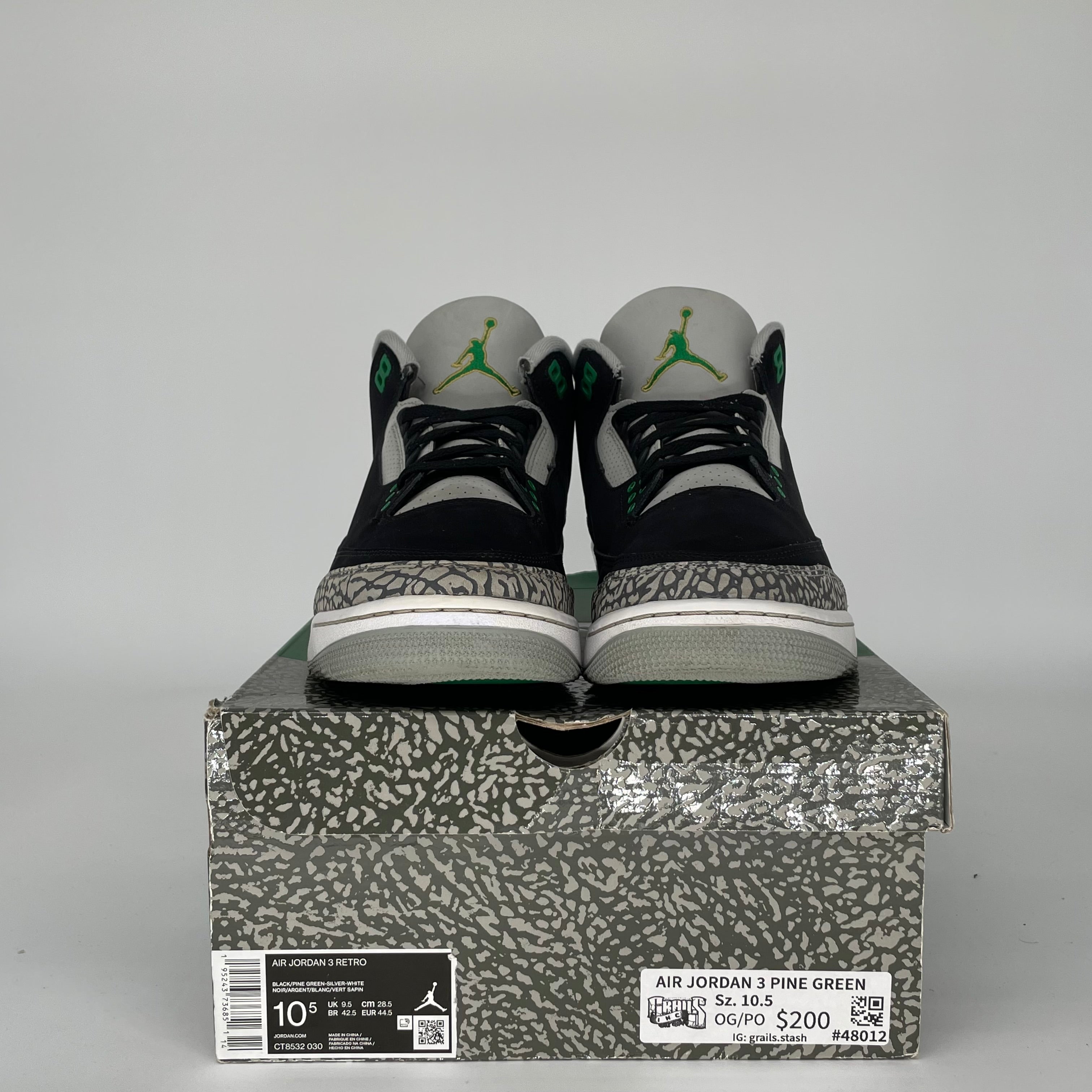 AIR JORDAN 3 PINE GREEN SIZE 10.5 CT8532-030