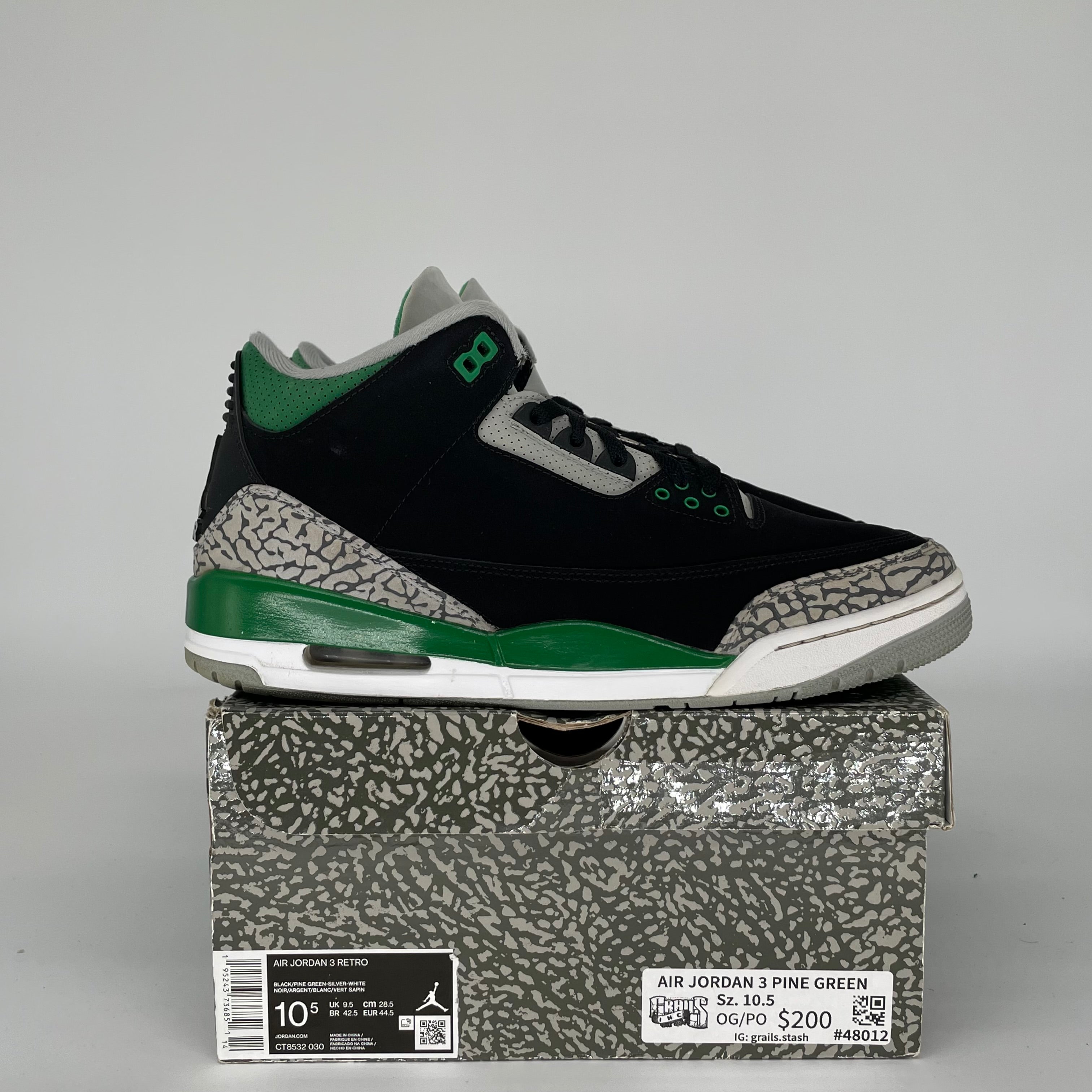 AIR JORDAN 3 PINE GREEN SIZE 10.5 CT8532-030