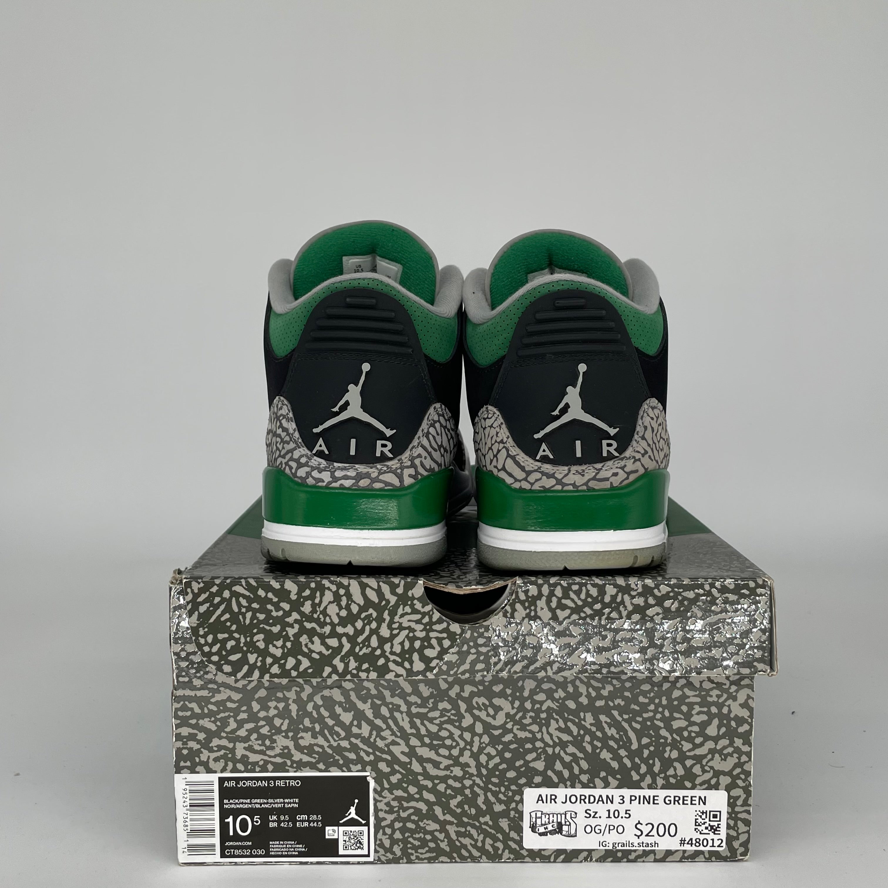 AIR JORDAN 3 PINE GREEN SIZE 10.5 CT8532-030