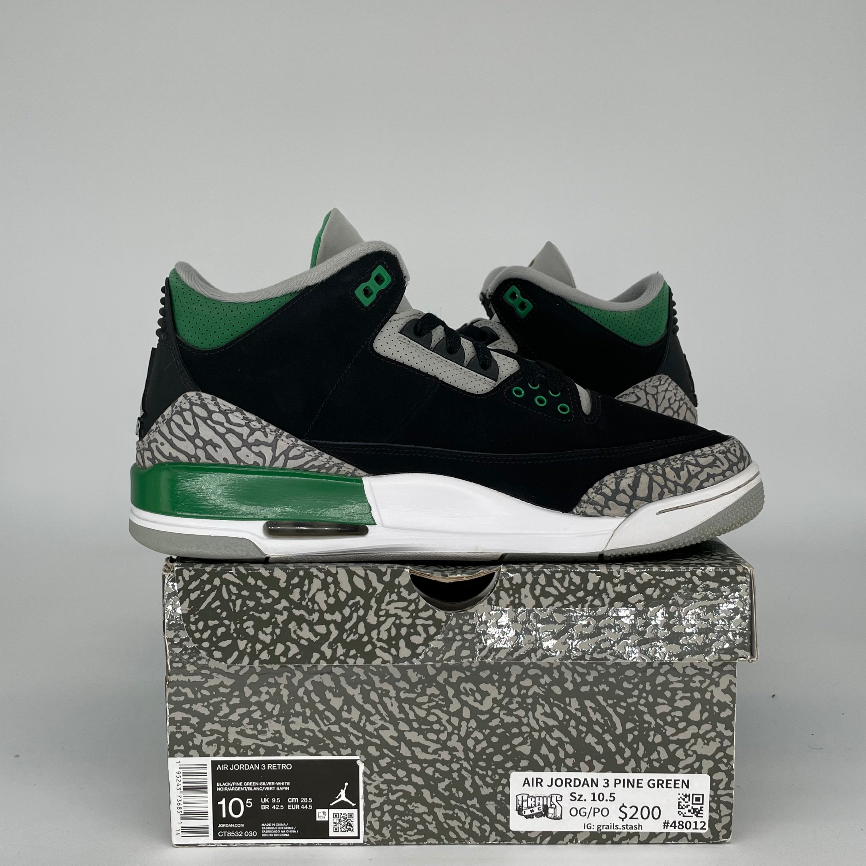 AIR JORDAN 3 PINE GREEN SIZE 10.5 CT8532-030