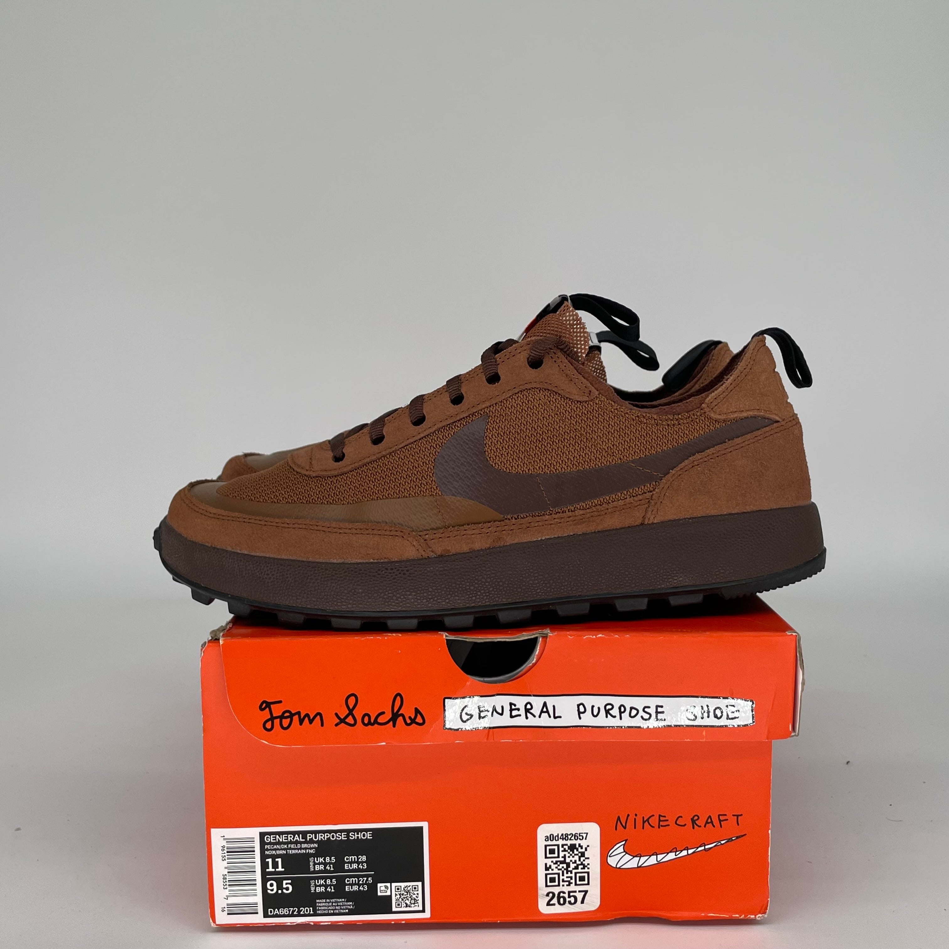 NIKECRAFT GENERAL PURPOSE TOM SACHS FIELD BROWN SIZE 9.5/11W DA6672-201