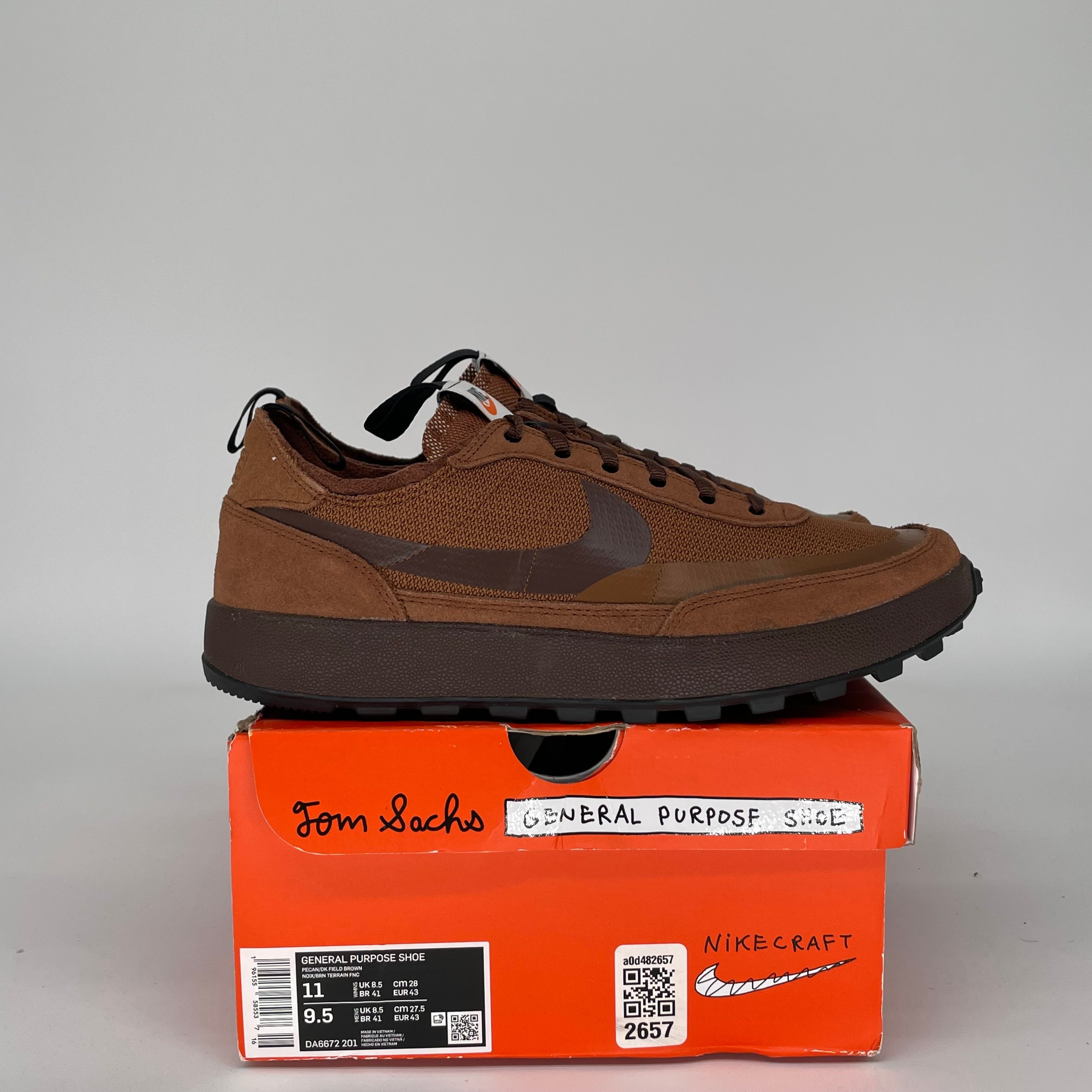 NIKECRAFT GENERAL PURPOSE TOM SACHS FIELD BROWN SIZE 9.5/11W DA6672-201