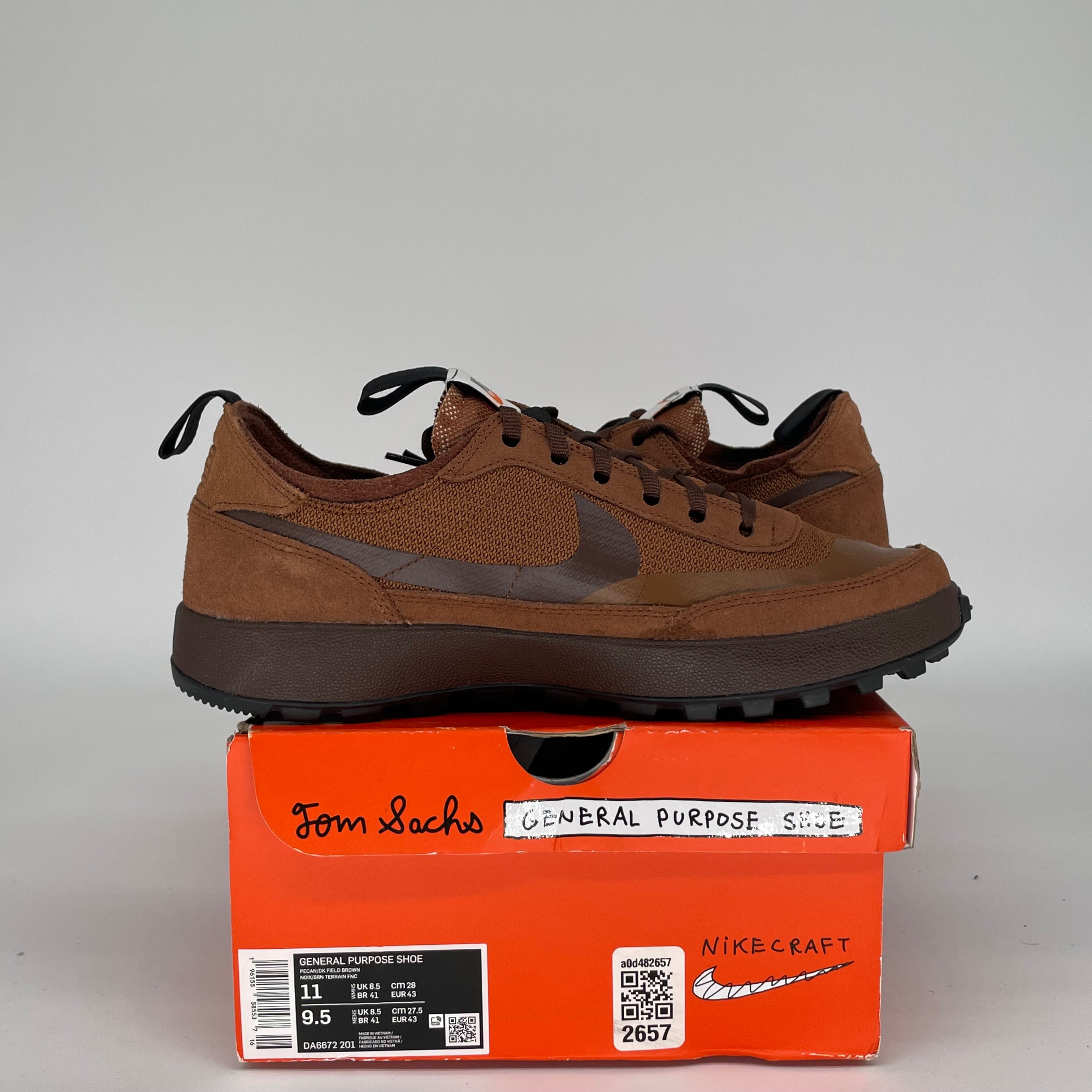 NIKECRAFT GENERAL PURPOSE TOM SACHS FIELD BROWN SIZE 9.5/11W DA6672-201