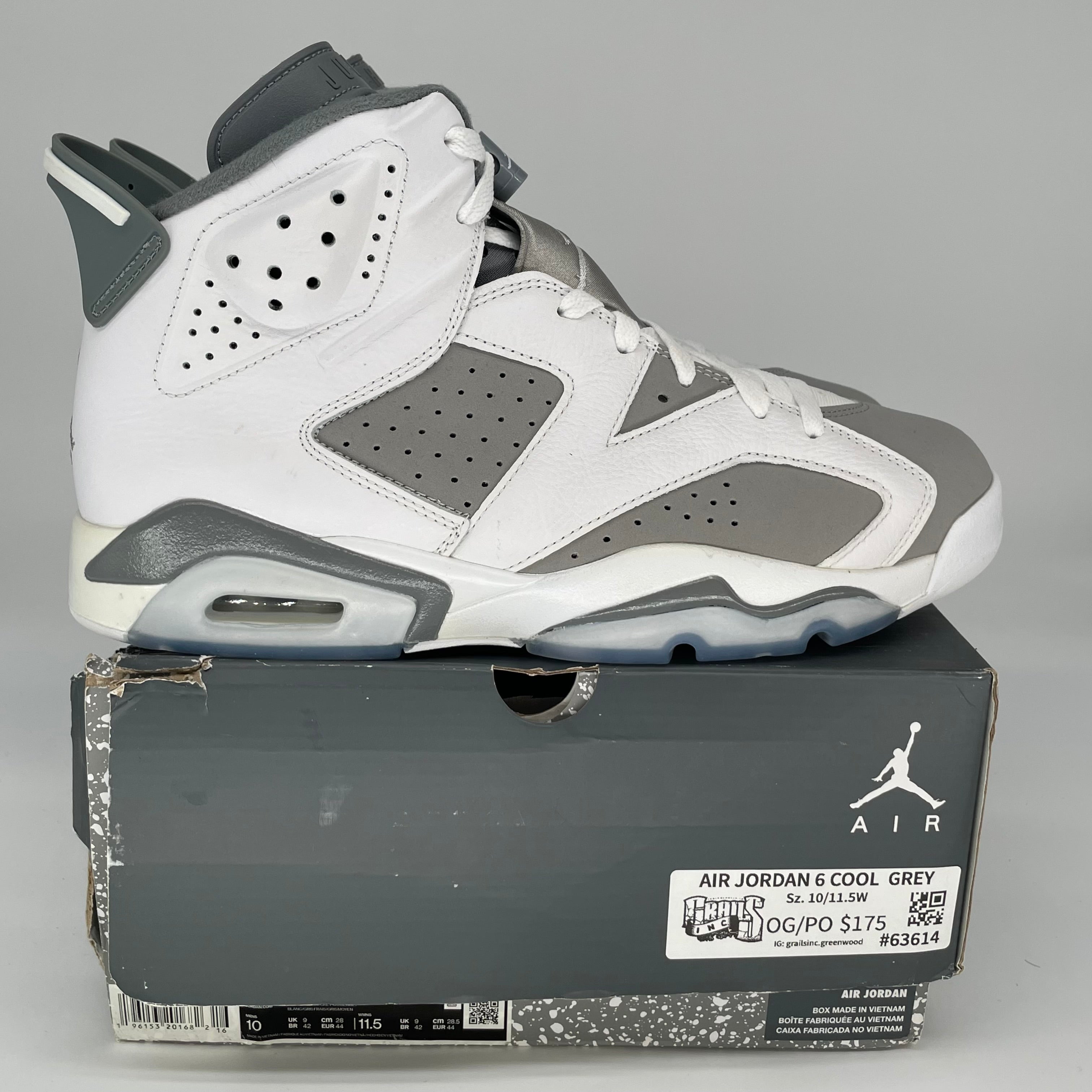 AIR JORDAN 6 COOL GREY SIZE 10 CT8529-100