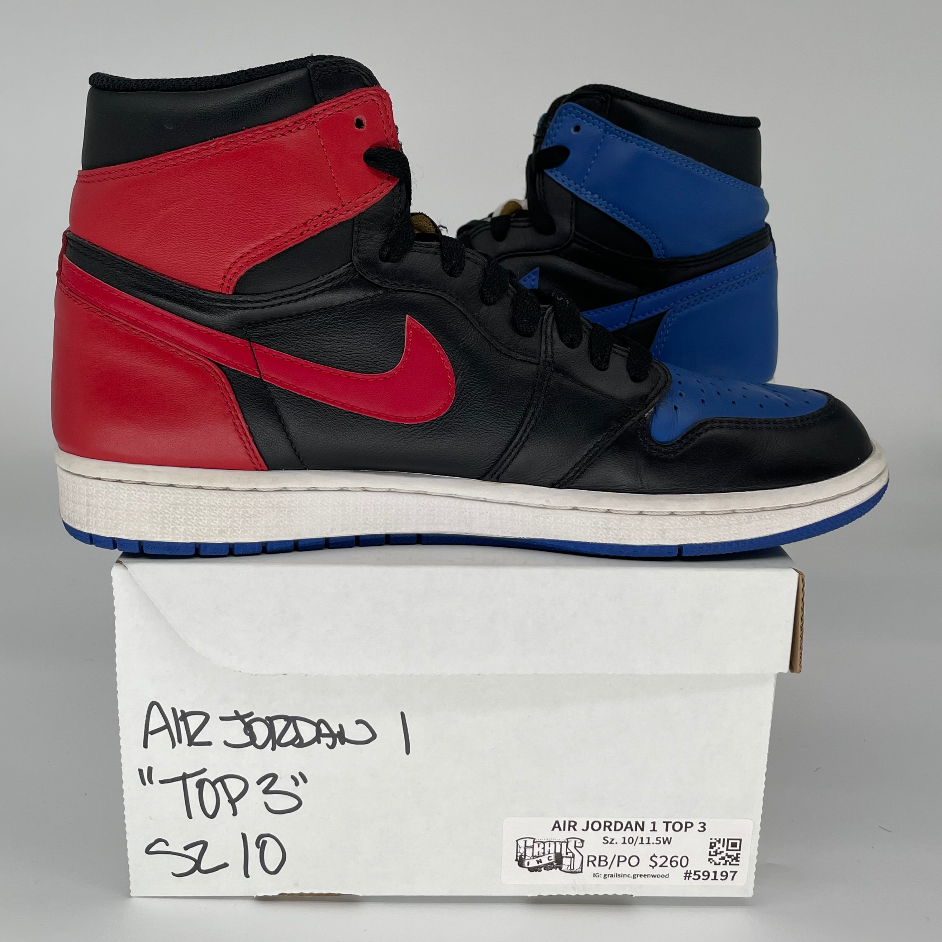 AIR JORDAN 1 TOP 3 SIZE 10 555088-026