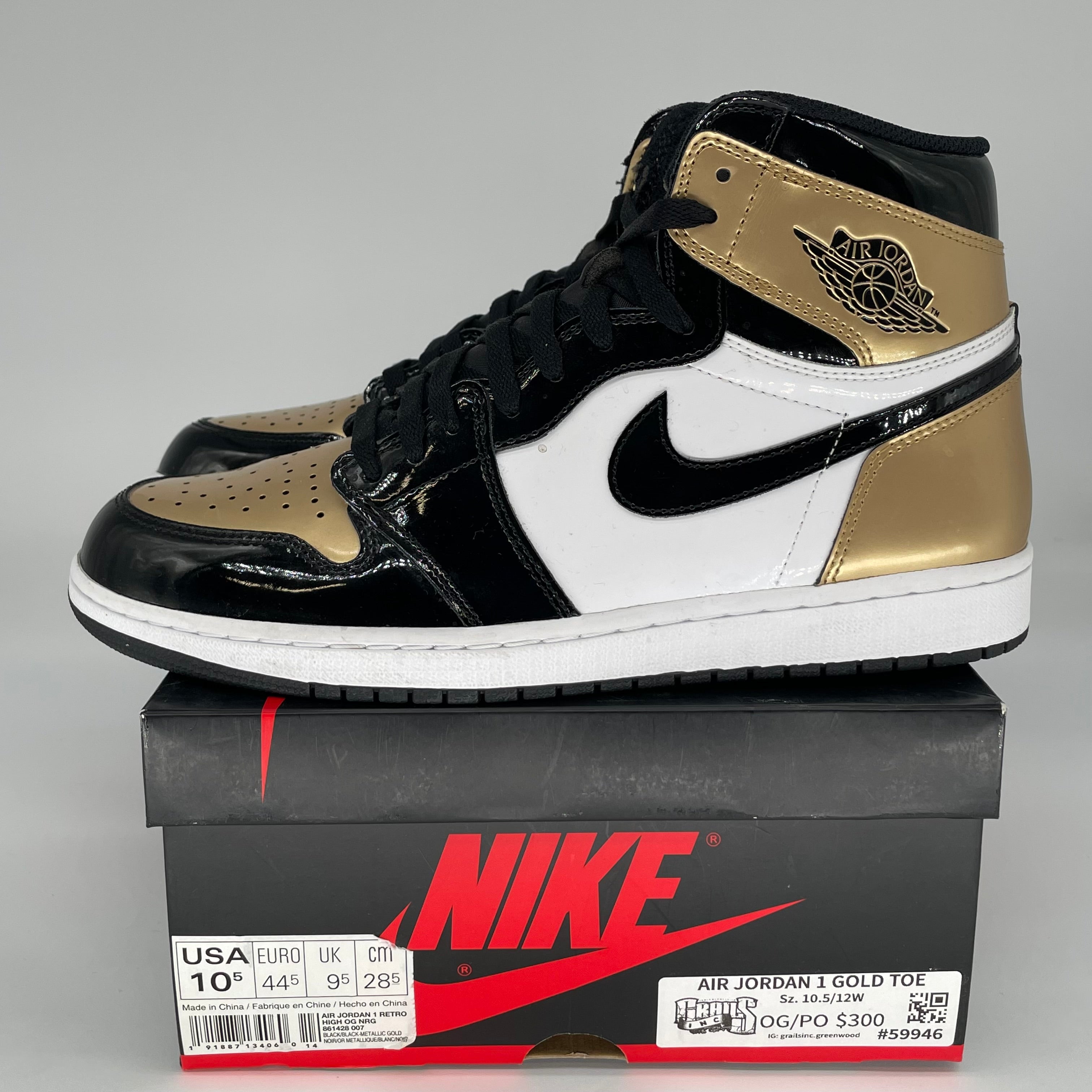 AIR JORDAN 1 GOLD TOE SIZE 10.5 861428-007