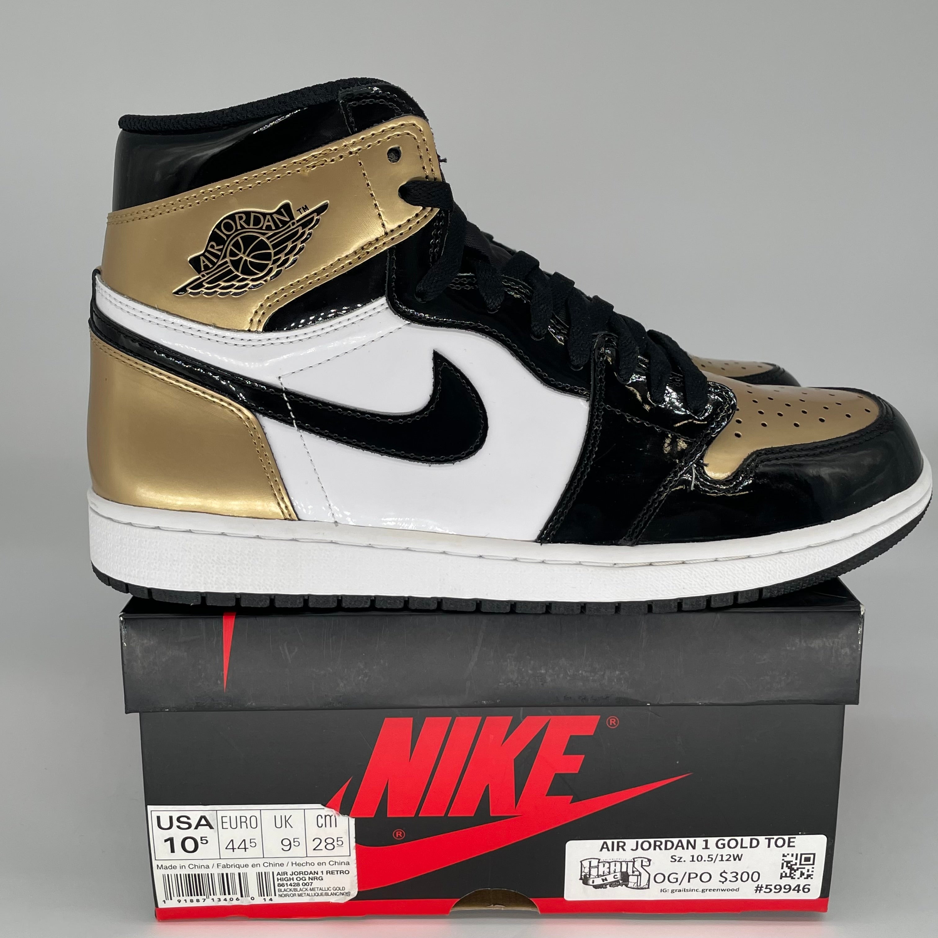 AIR JORDAN 1 GOLD TOE SIZE 10.5 861428-007