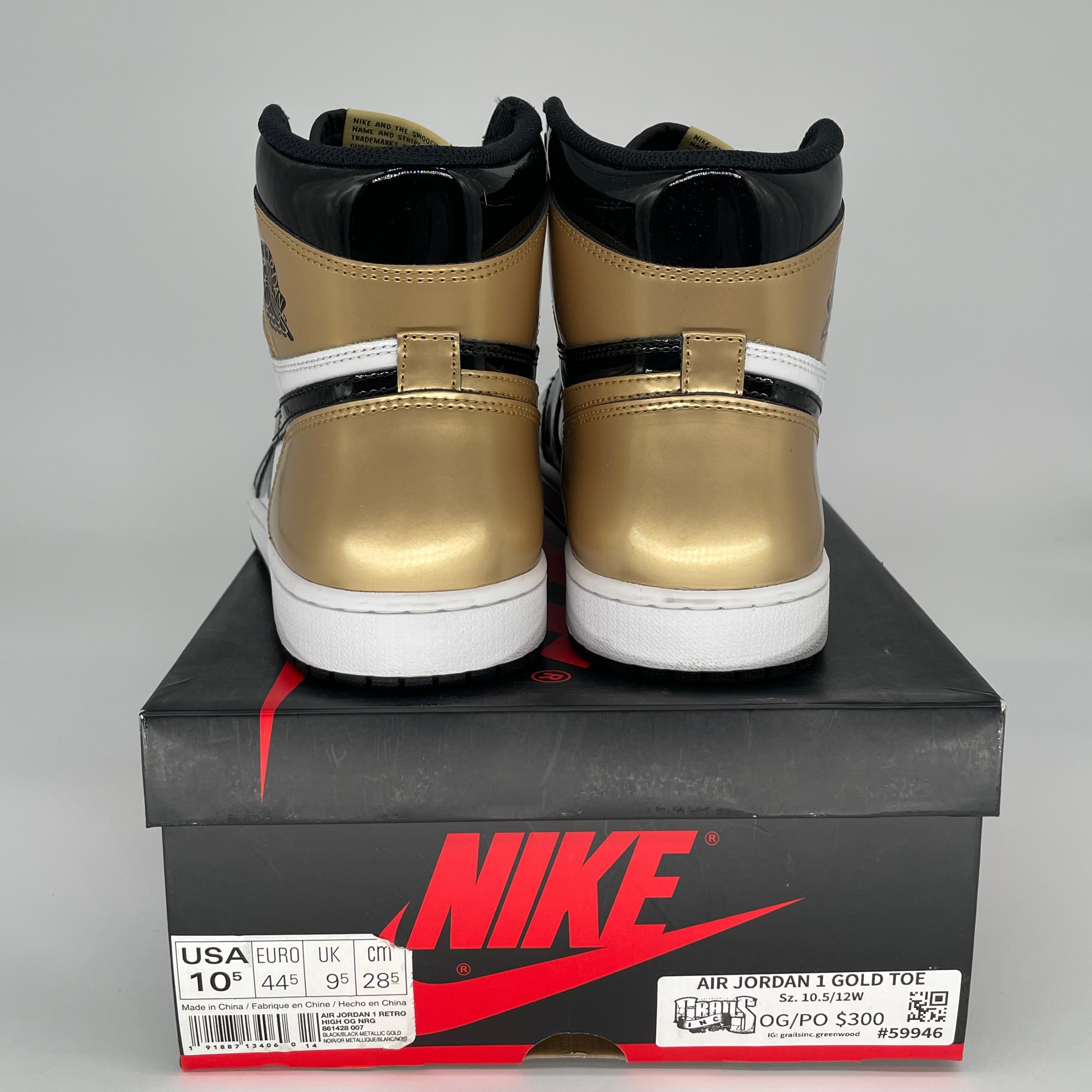 AIR JORDAN 1 GOLD TOE SIZE 10.5 861428-007