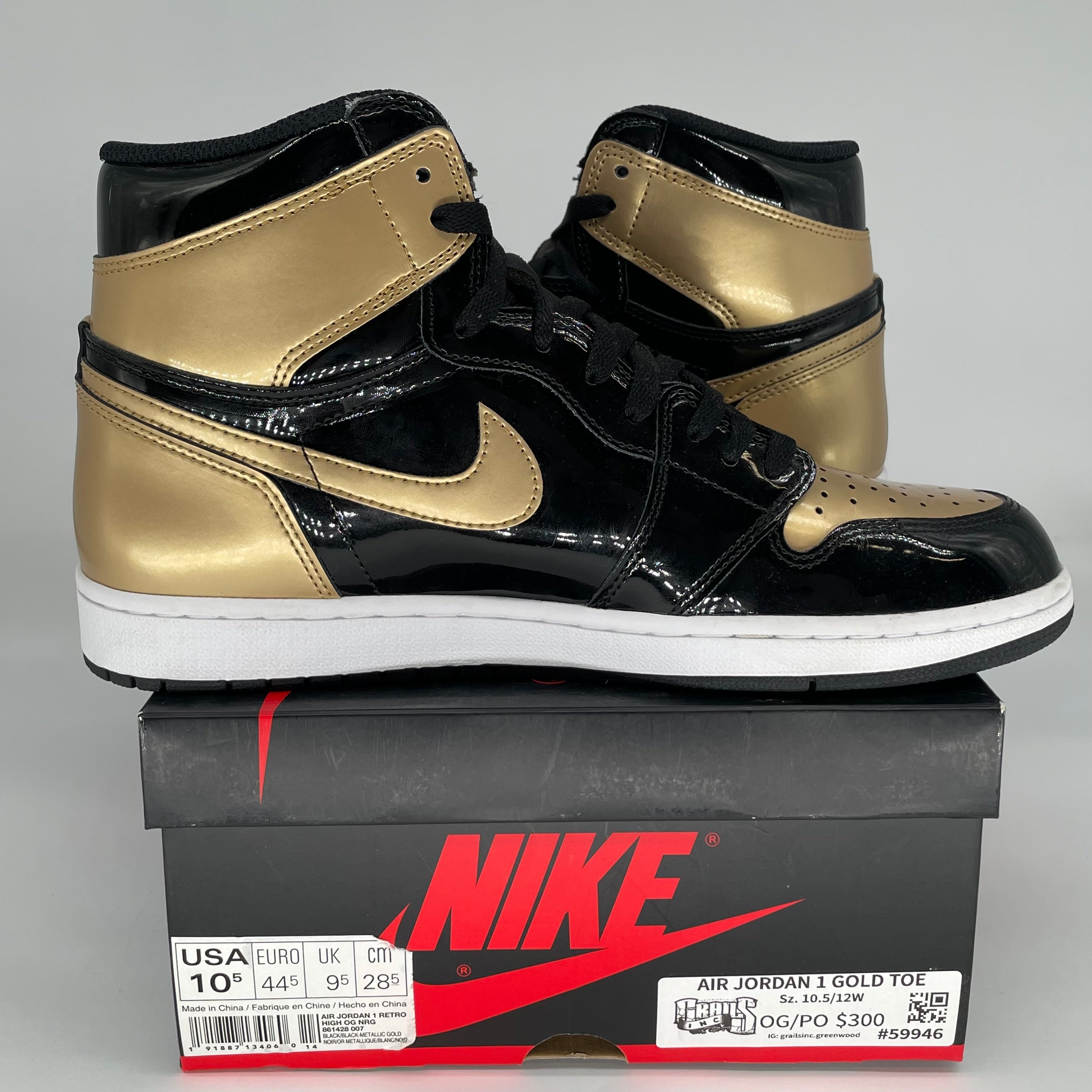 AIR JORDAN 1 GOLD TOE SIZE 10.5 861428-007