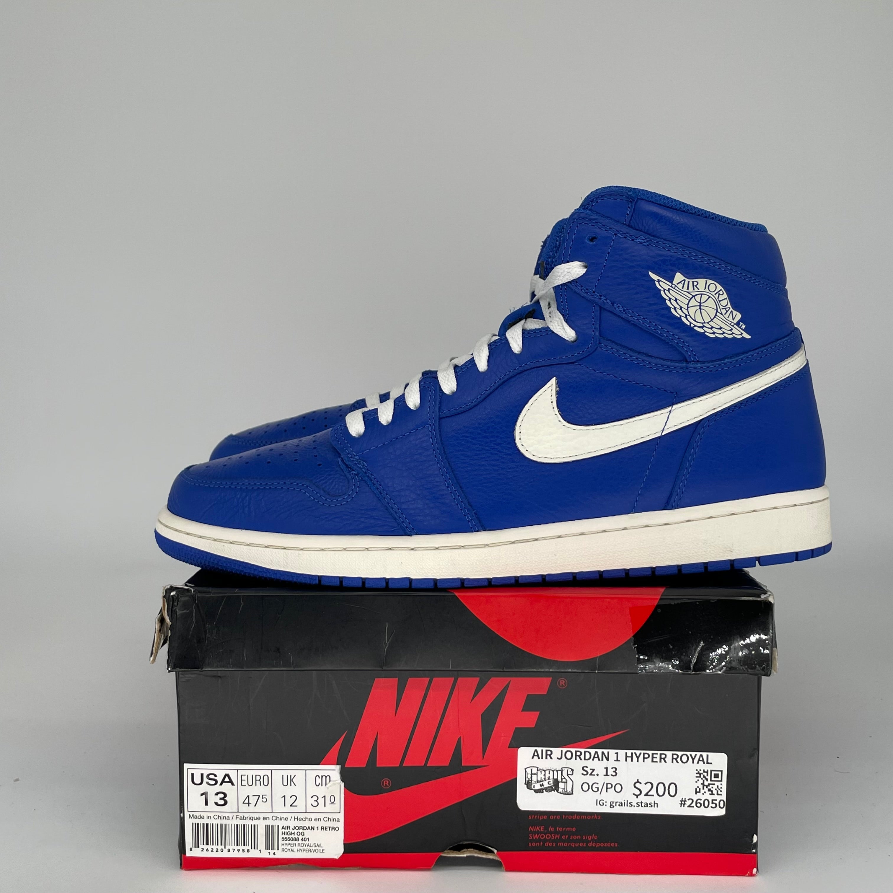 AIR JORDAN 1 HYPER ROYAL SIZE 13 555088-401