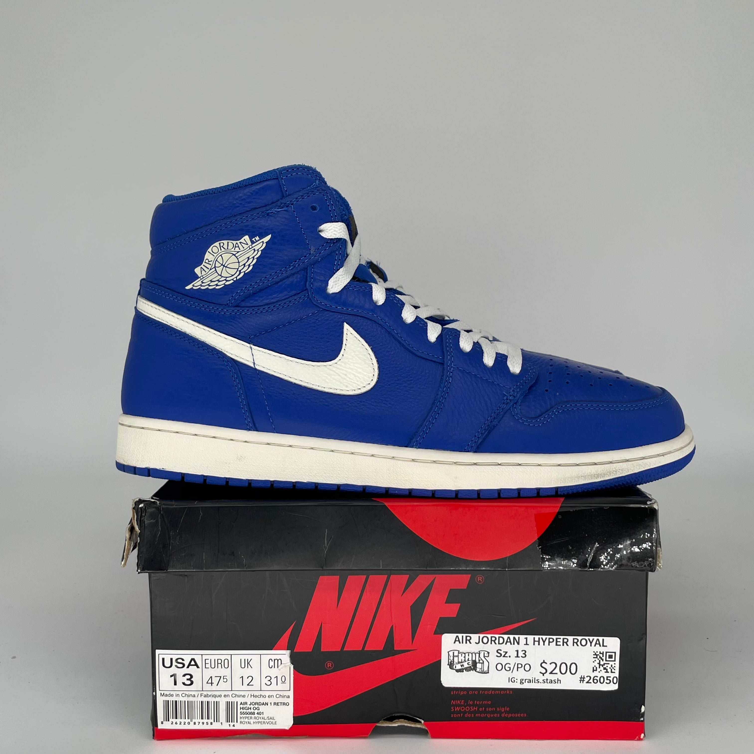 AIR JORDAN 1 HYPER ROYAL SIZE 13 555088-401