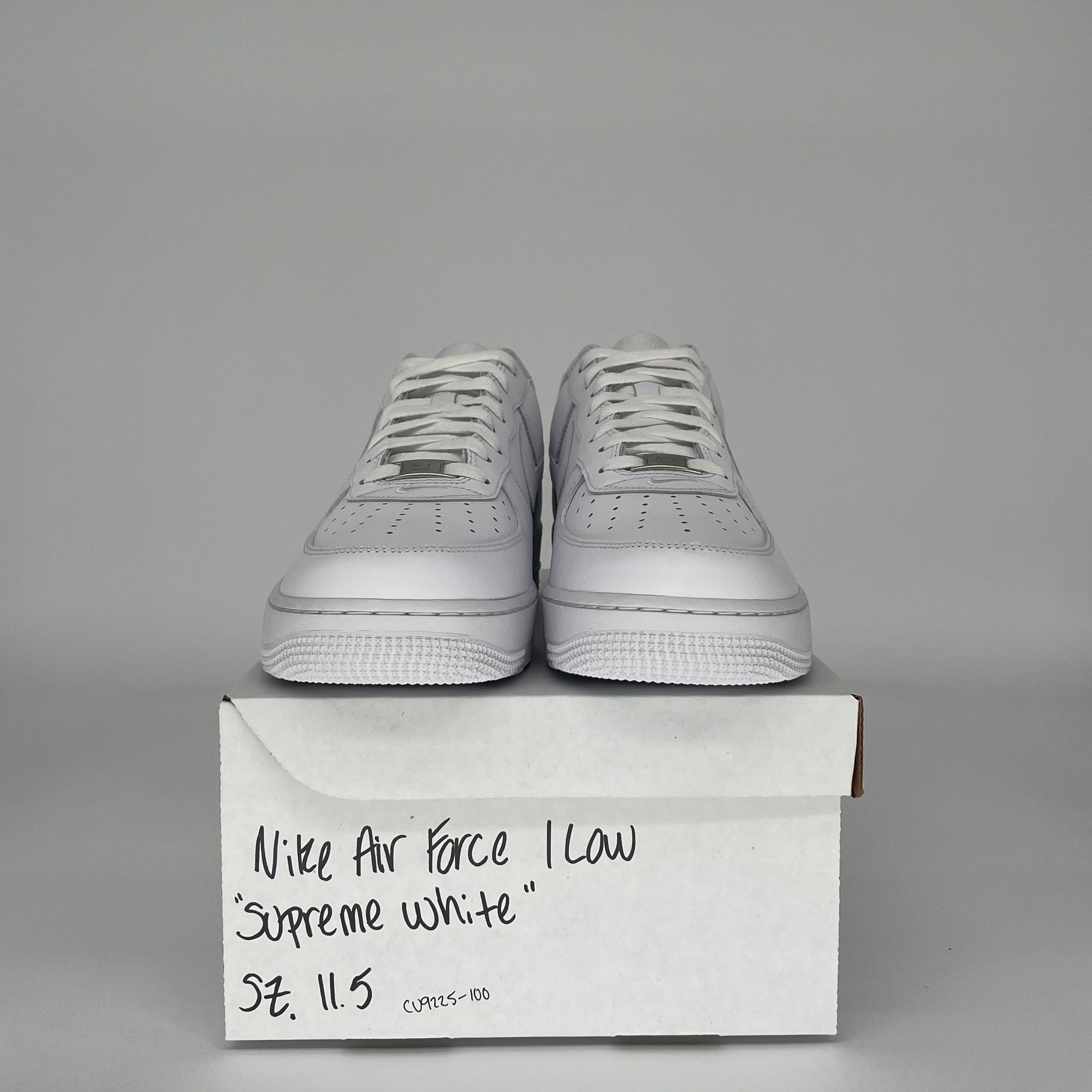 NIKE AIR FORCE 1 LOW SUPREME WHITE SIZE 11.5 CU9225-100