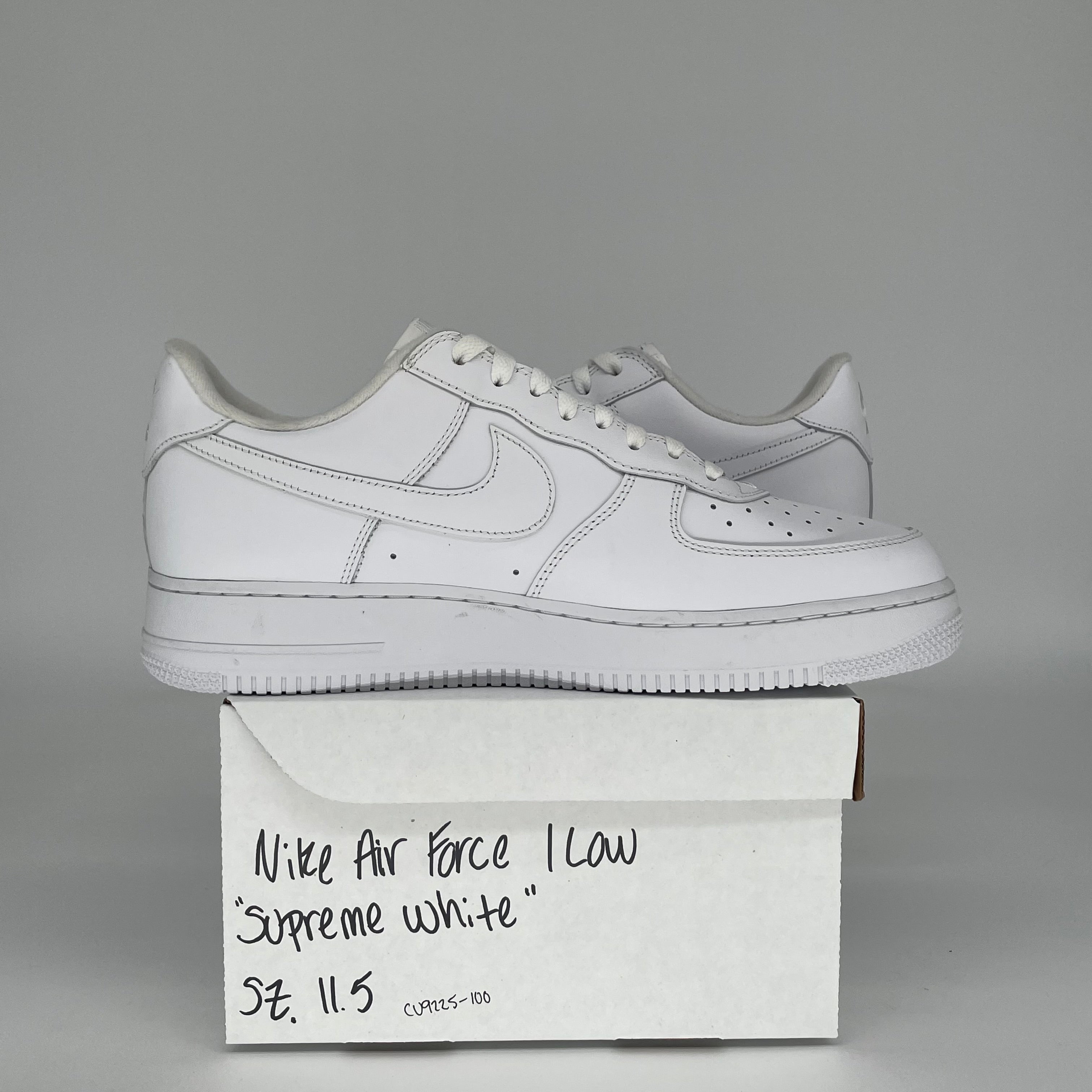 NIKE AIR FORCE 1 LOW SUPREME WHITE SIZE 11.5 CU9225-100