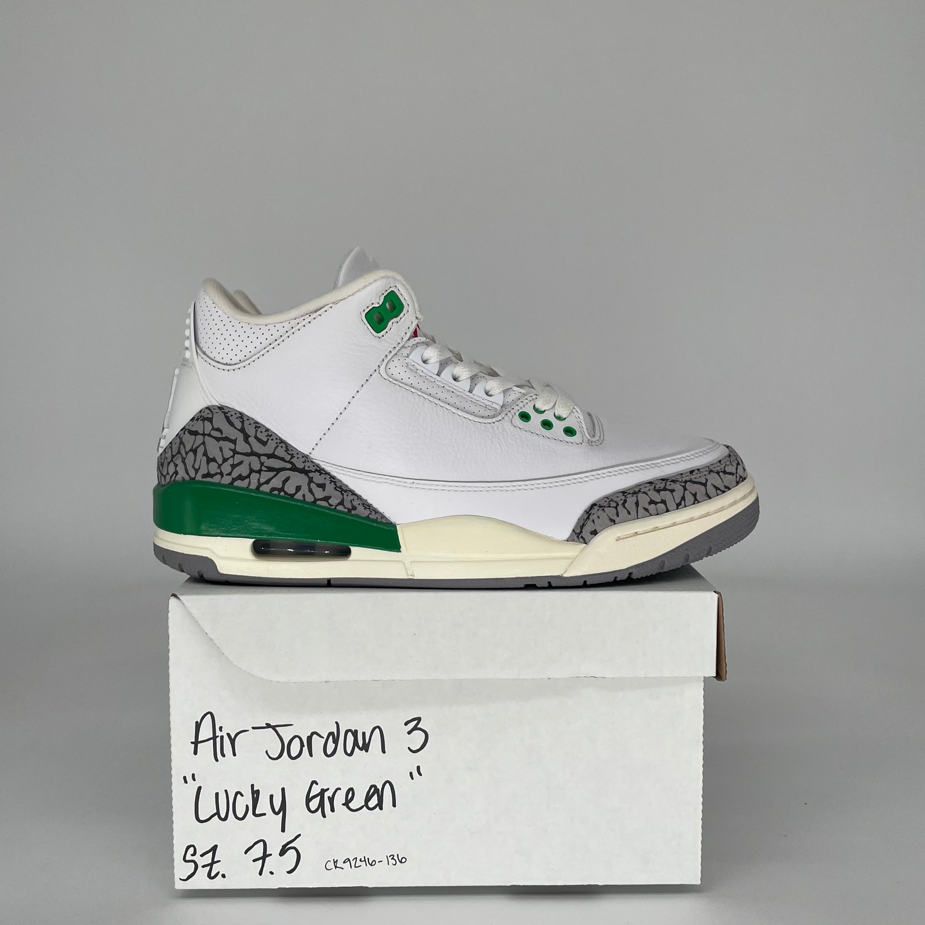 AIR JORDAN 3 LUCKY GREEN W SIZE 7.5/9W CK9246-136