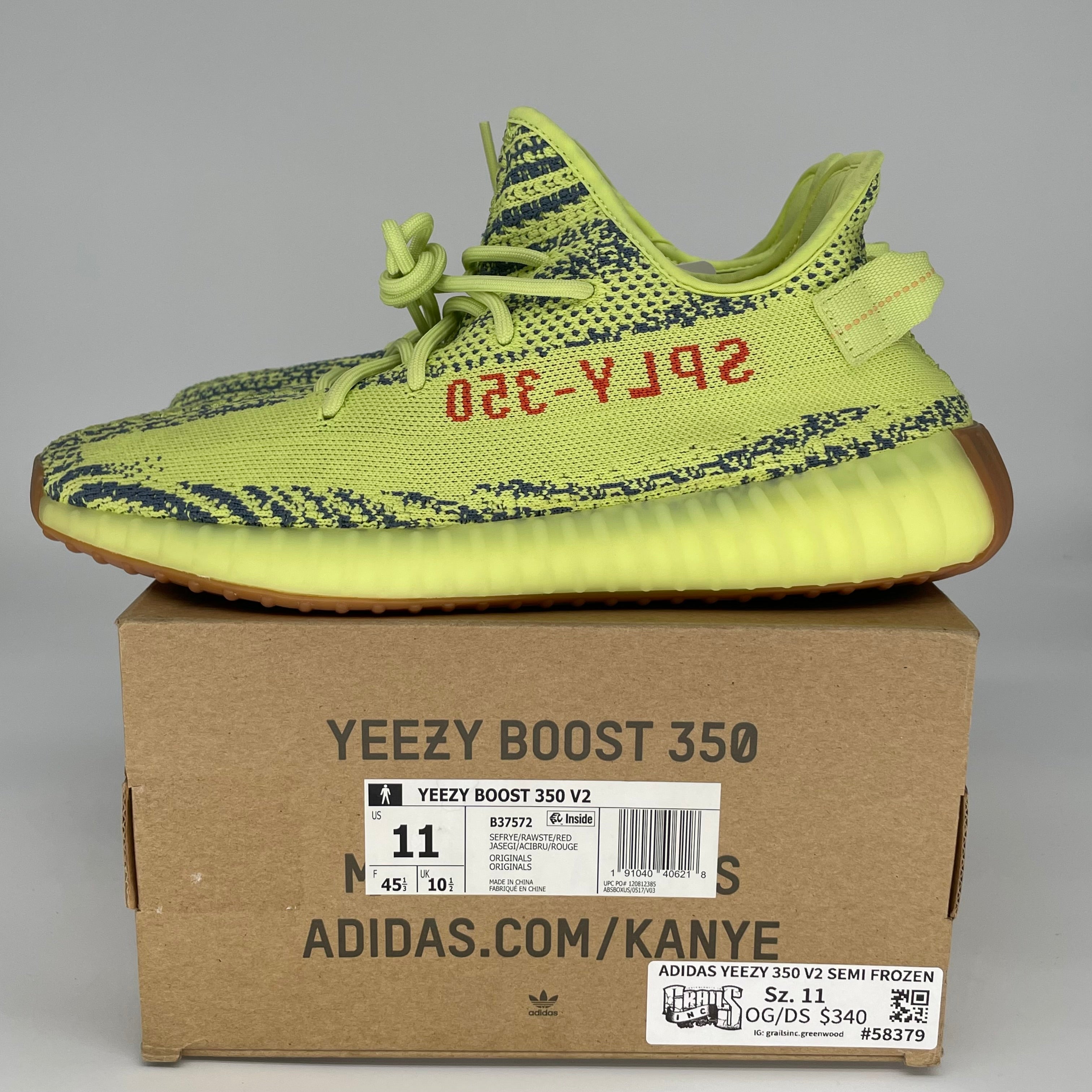 ADIDAS YEEZY 350 V2 SEMI FROZEN SIZE 11 B37572