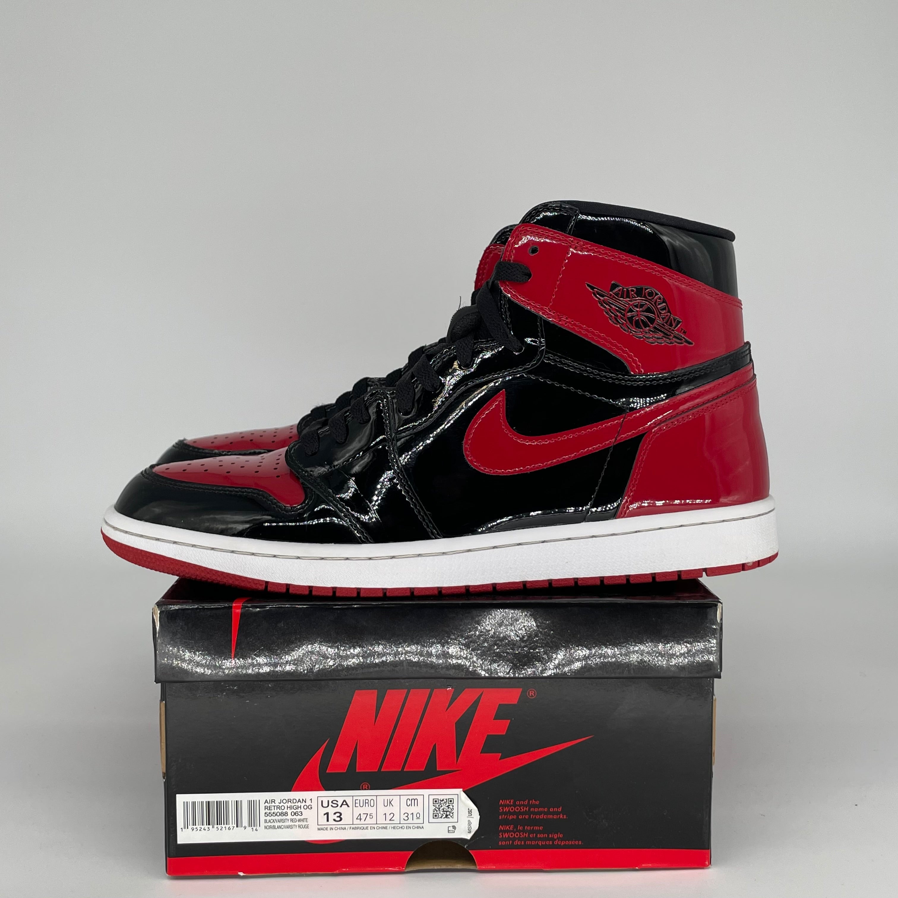 AIR JORDAN 1 PATENT BRED SIZE 13 555088-063