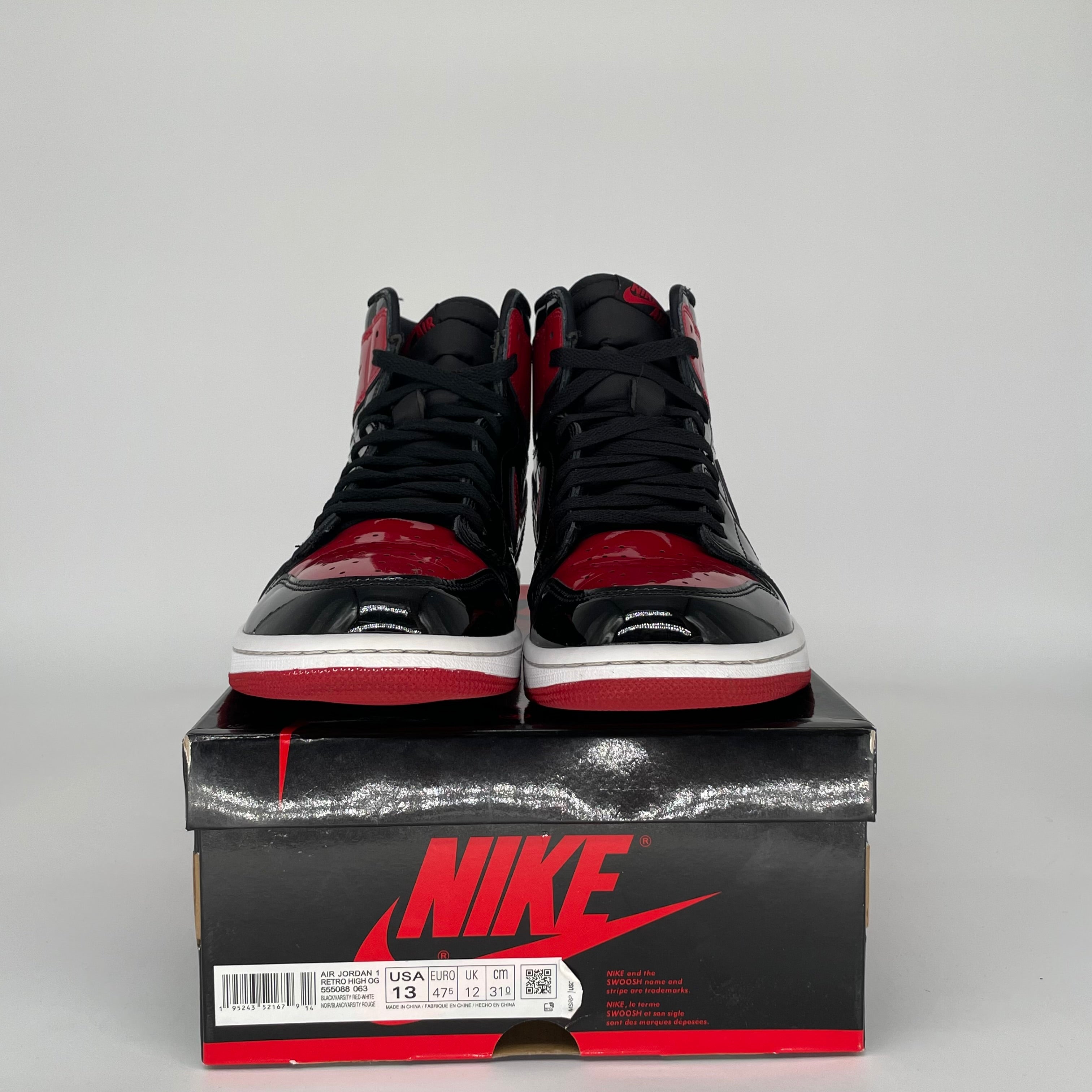 AIR JORDAN 1 PATENT BRED SIZE 13 555088-063