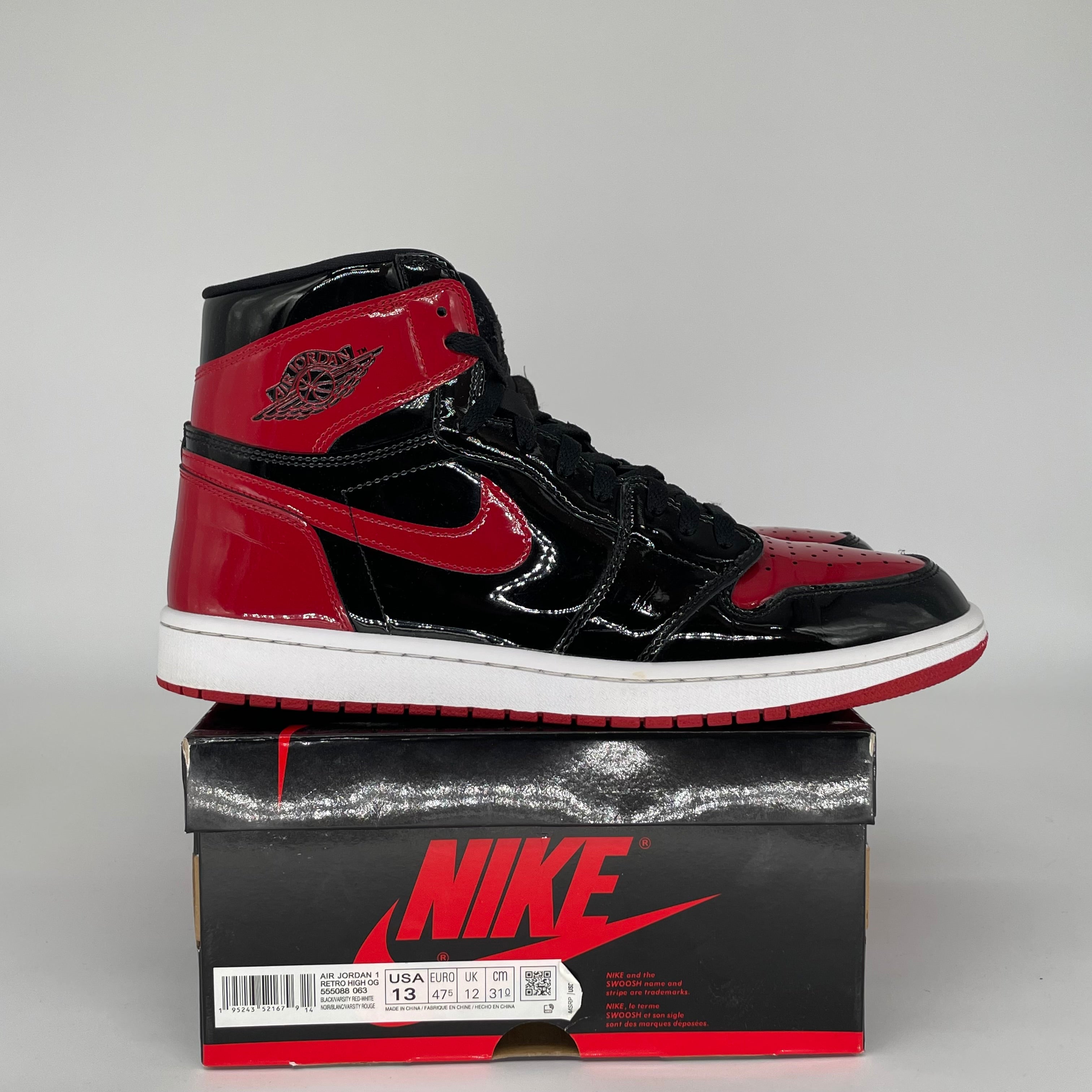 AIR JORDAN 1 PATENT BRED SIZE 13 555088-063