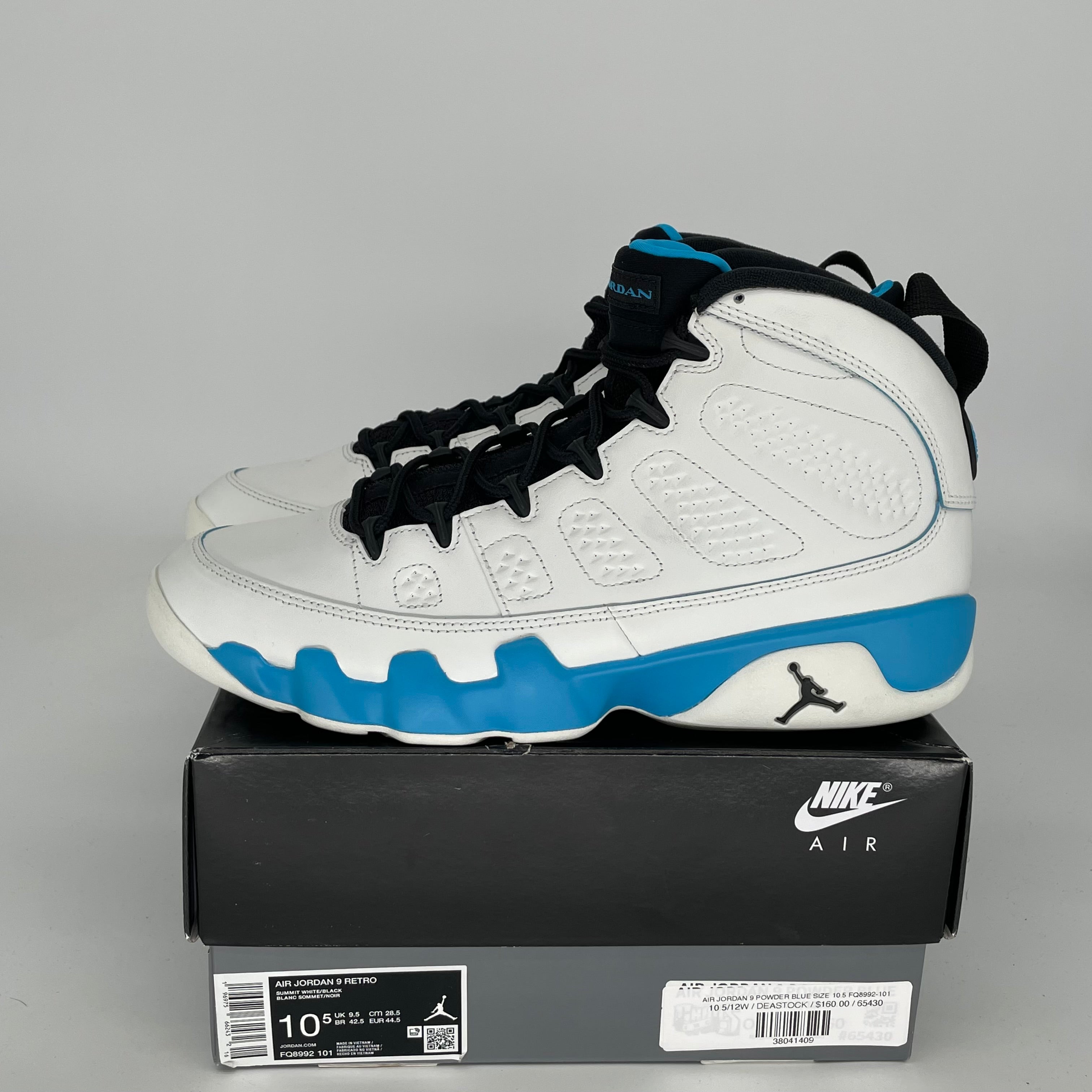 AIR JORDAN 9 POWDER BLUE SIZE 10.5 FQ8992-101