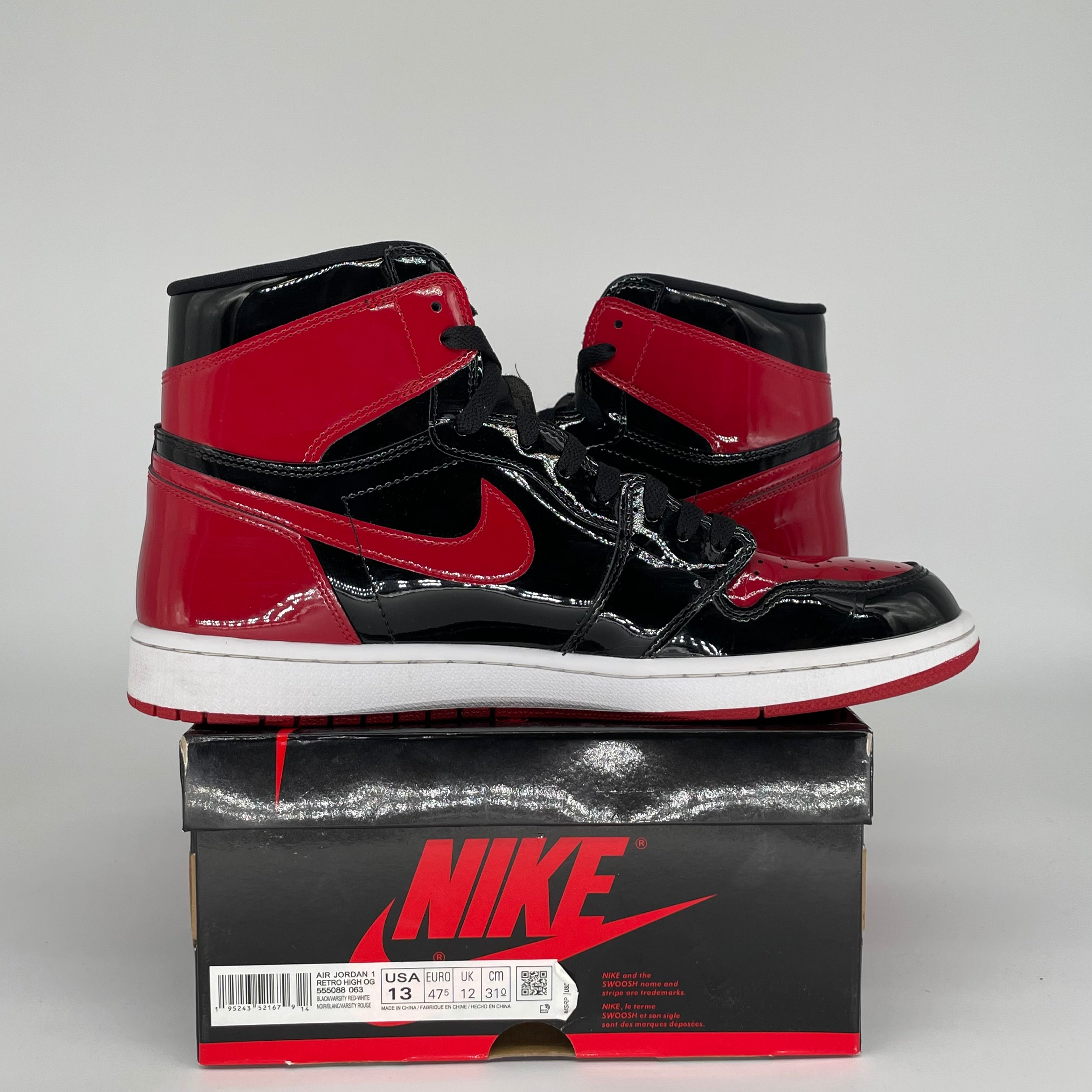 AIR JORDAN 1 PATENT BRED SIZE 13 555088-063