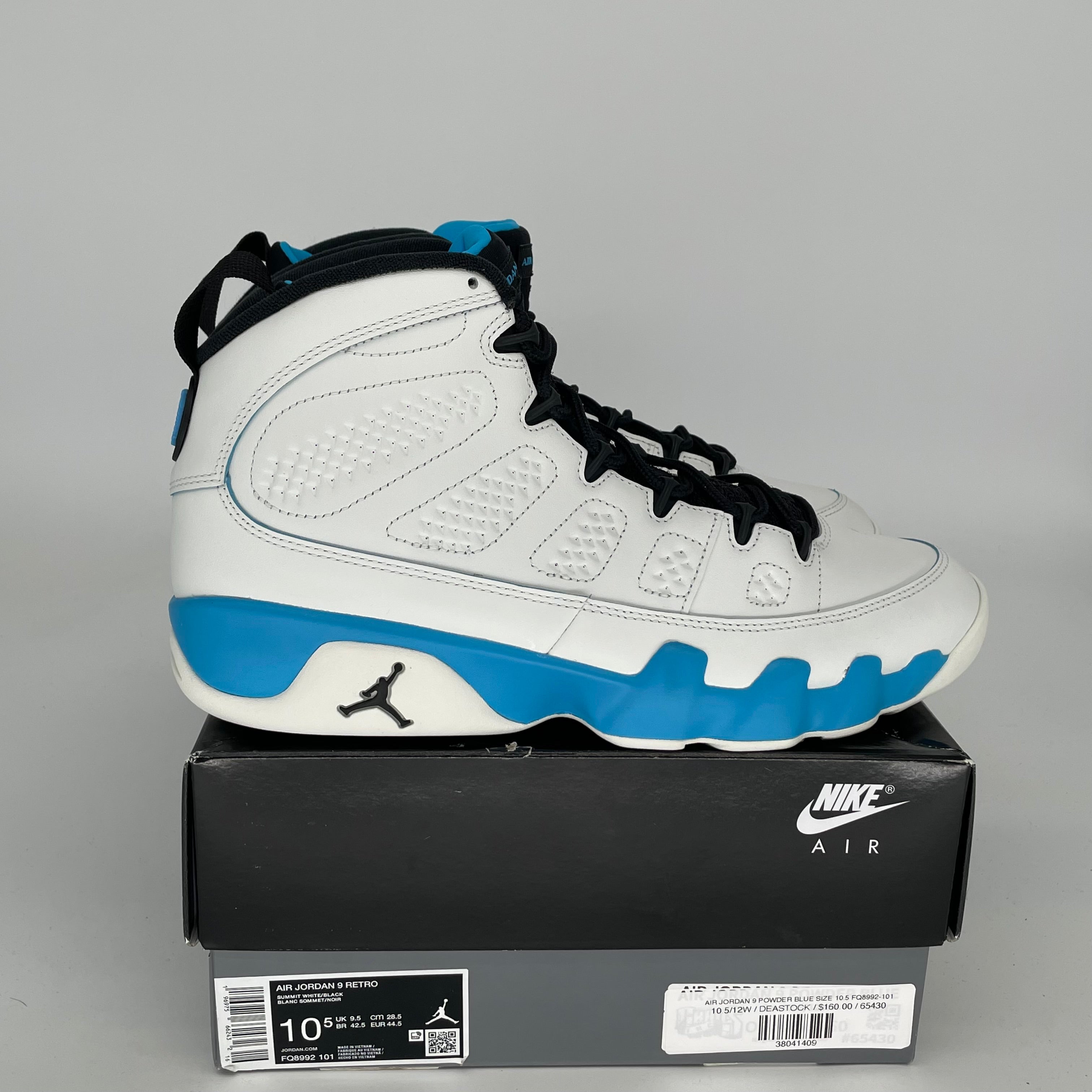 AIR JORDAN 9 POWDER BLUE SIZE 10.5 FQ8992-101