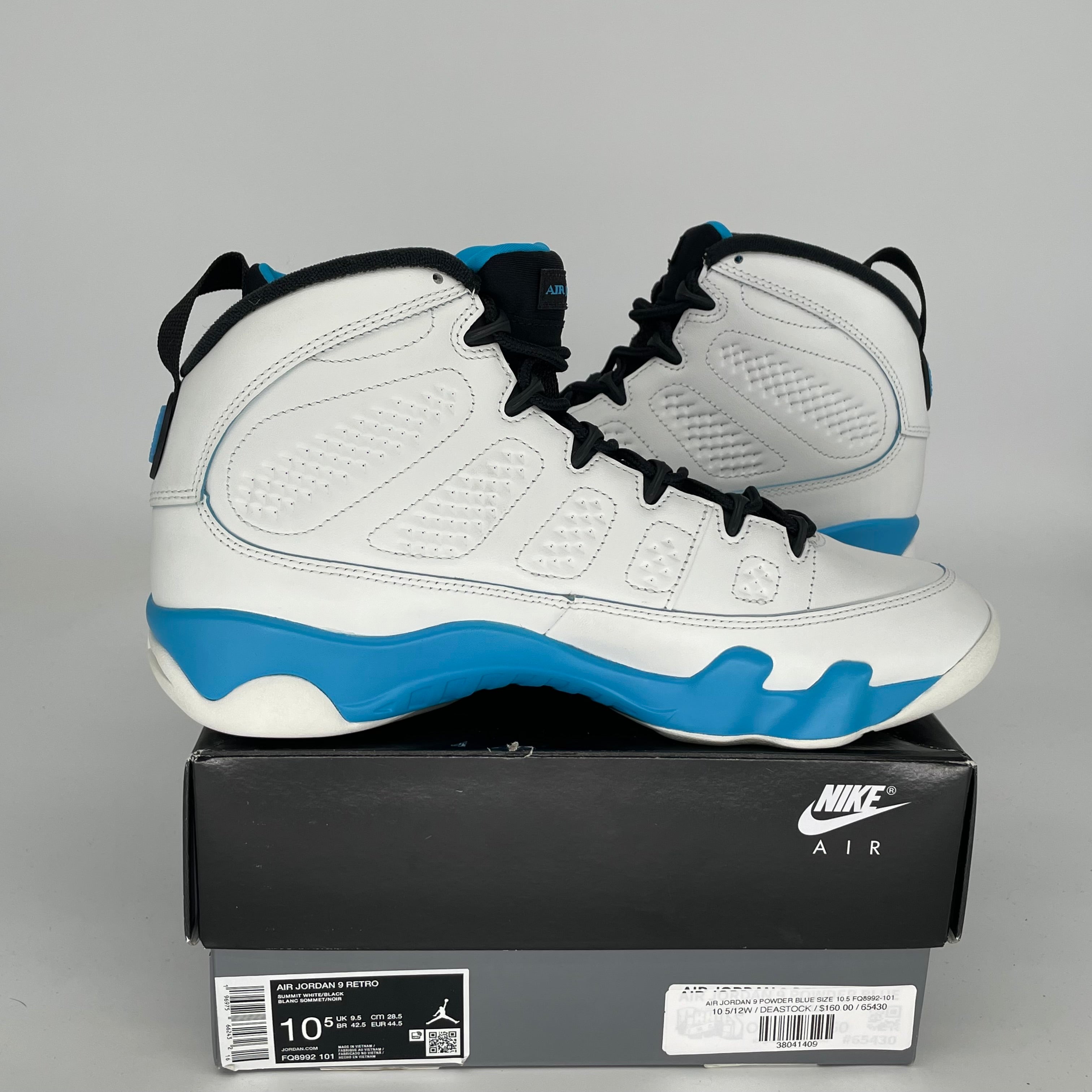 AIR JORDAN 9 POWDER BLUE SIZE 10.5 FQ8992-101