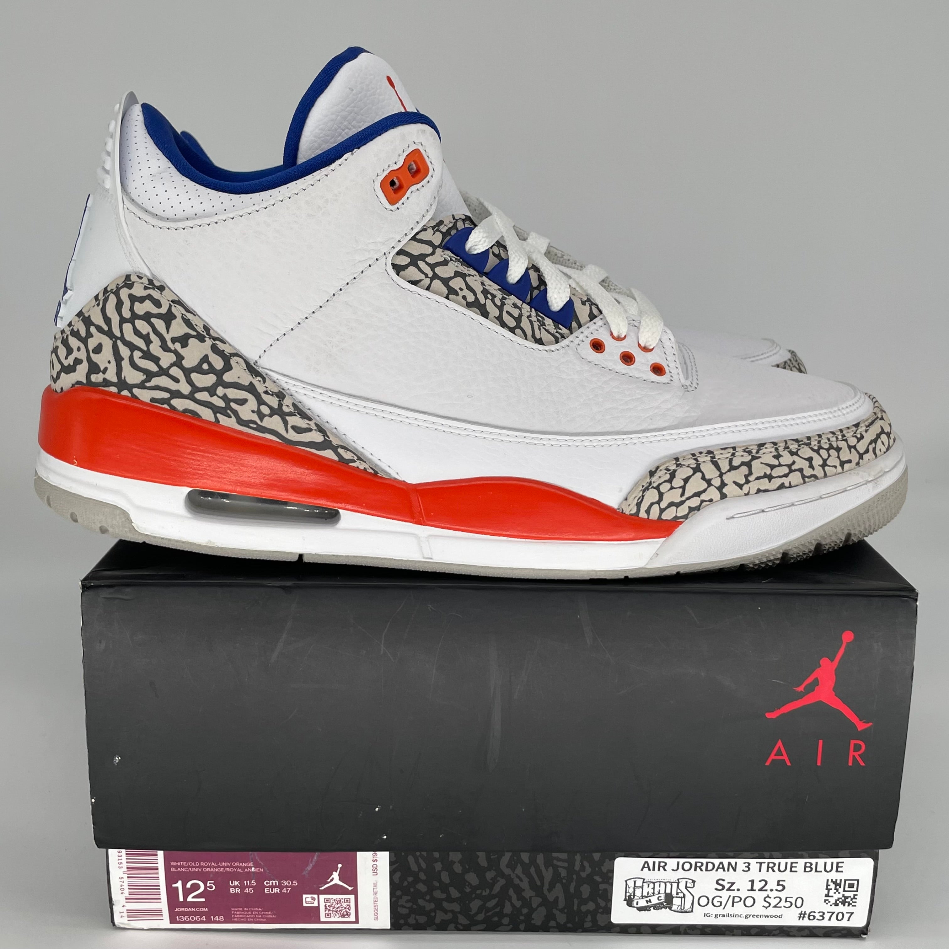 AIR JORDAN 3 KNICKS SIZE 12.5 136064-148