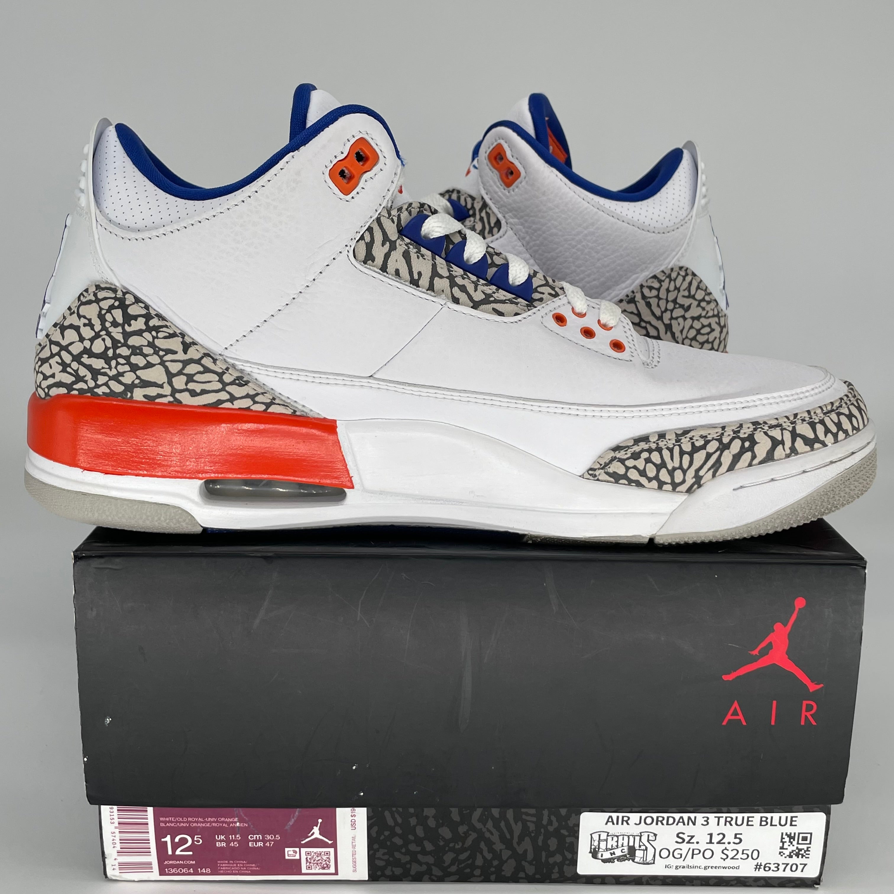 AIR JORDAN 3 KNICKS SIZE 12.5 136064-148