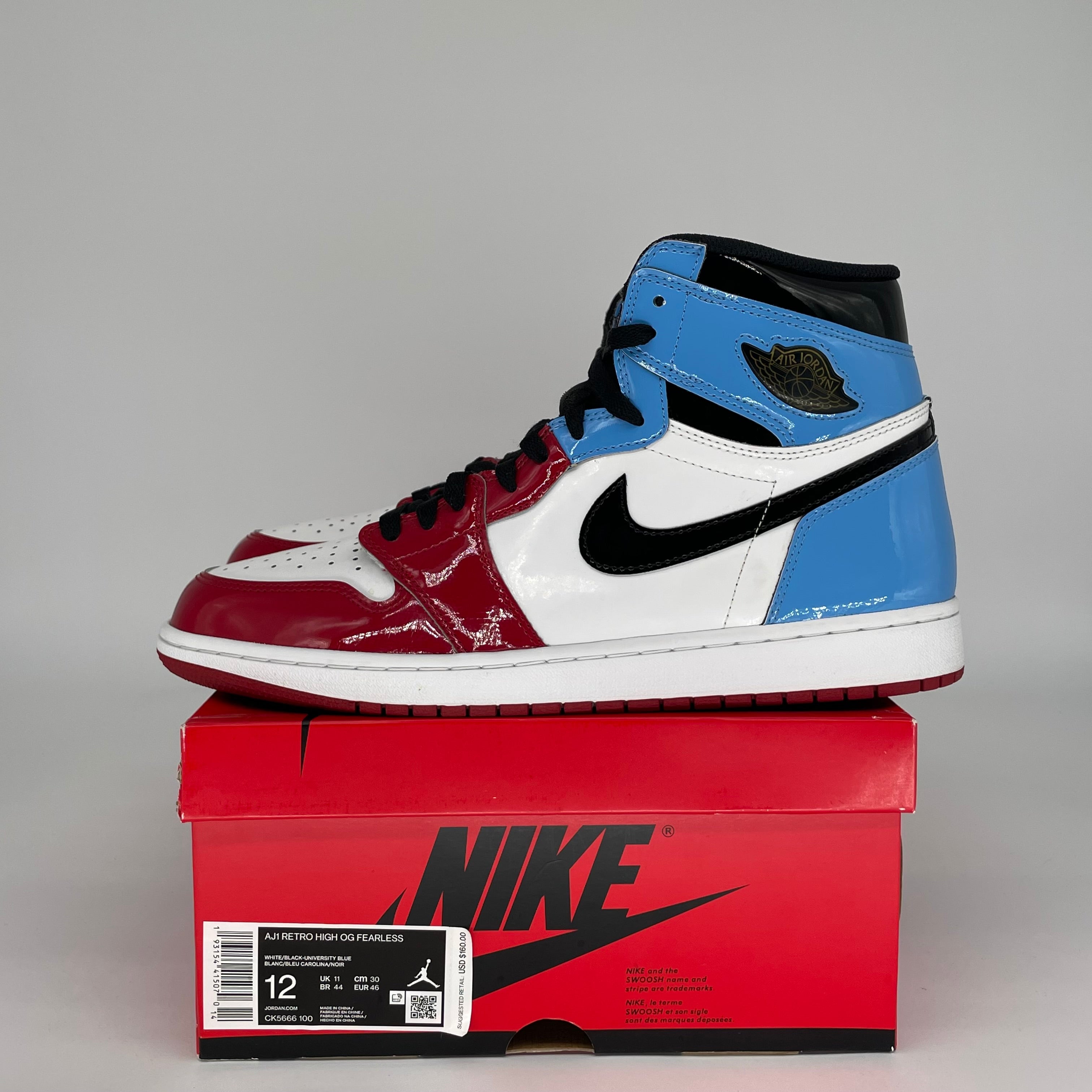 AIR JORDAN 1 FEARLESS UNC CHICAGO SIZE 12 CK5666-100