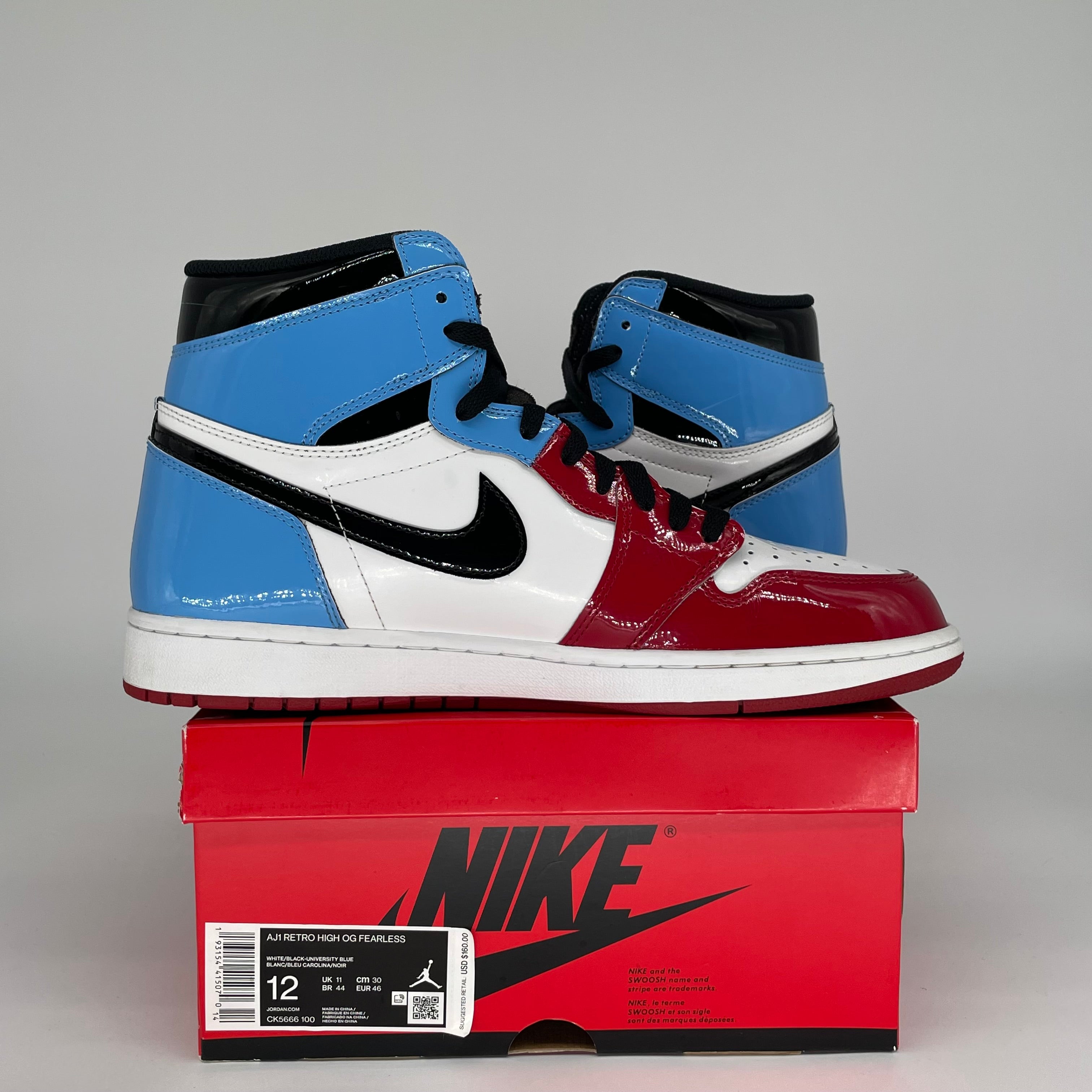 AIR JORDAN 1 FEARLESS UNC CHICAGO SIZE 12 CK5666-100