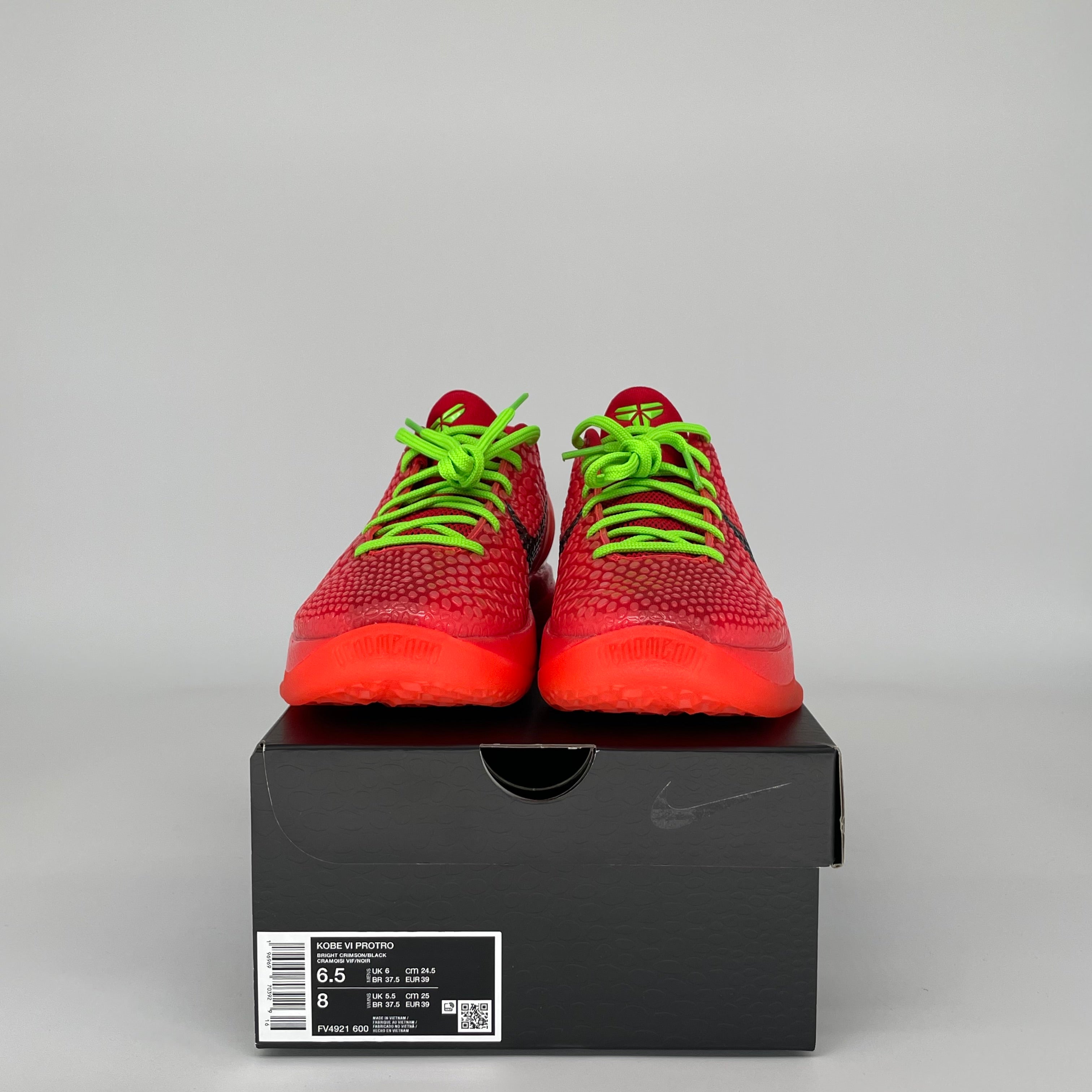 NIKE KOBE 6 REVERSE GRINCH SIZE 6.5 FV4921-600