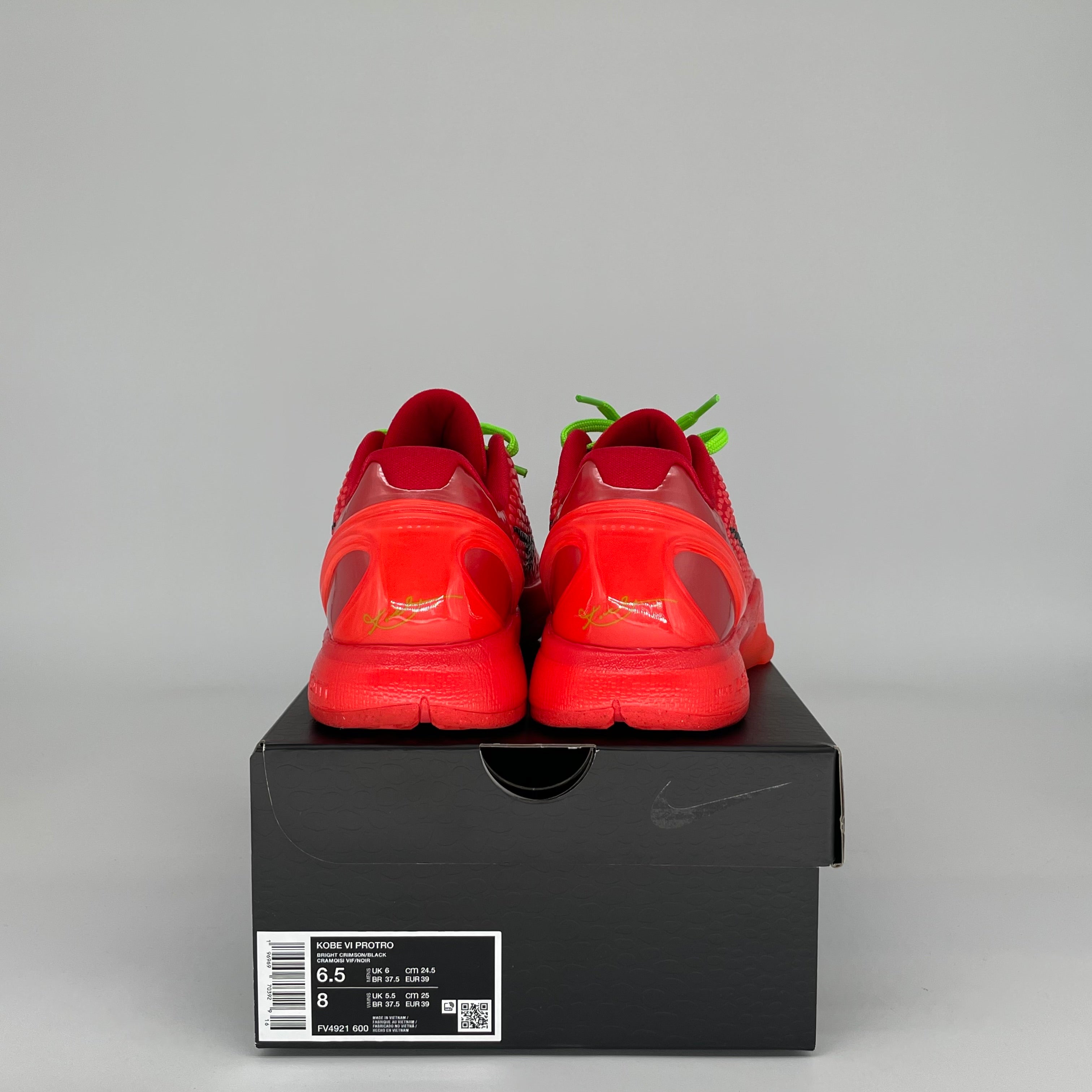 NIKE KOBE 6 REVERSE GRINCH SIZE 6.5 FV4921-600