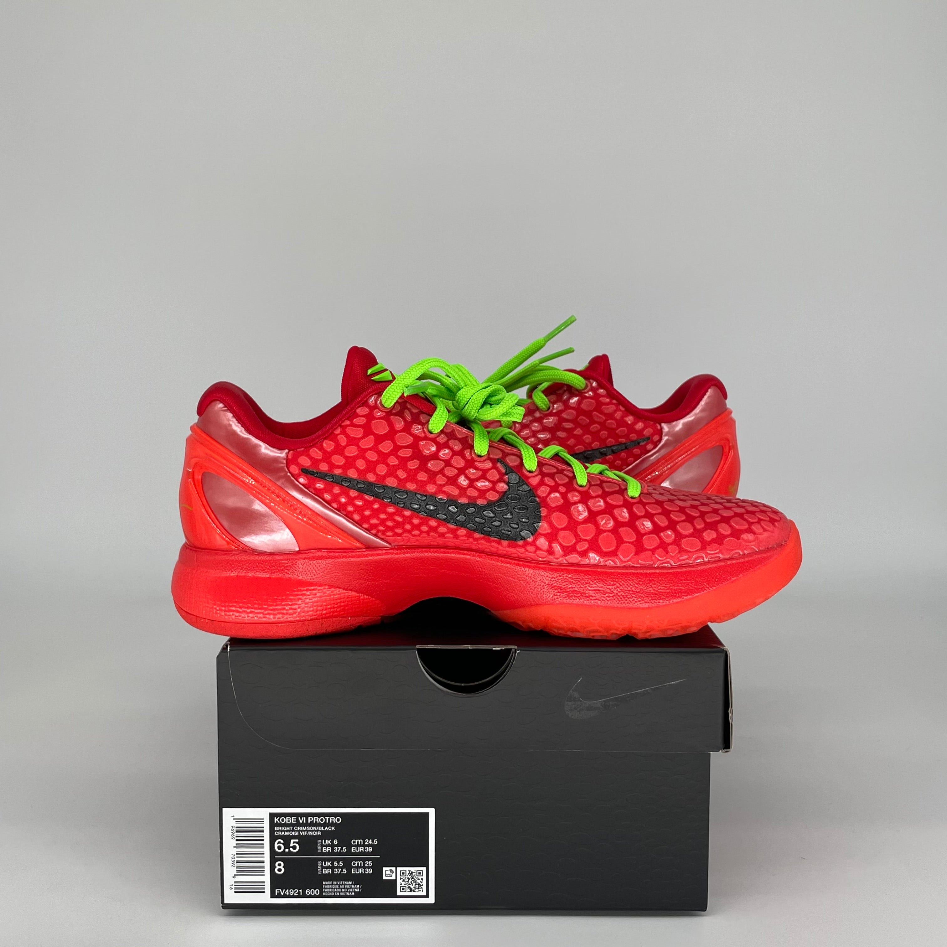 NIKE KOBE 6 REVERSE GRINCH SIZE 6.5 FV4921-600