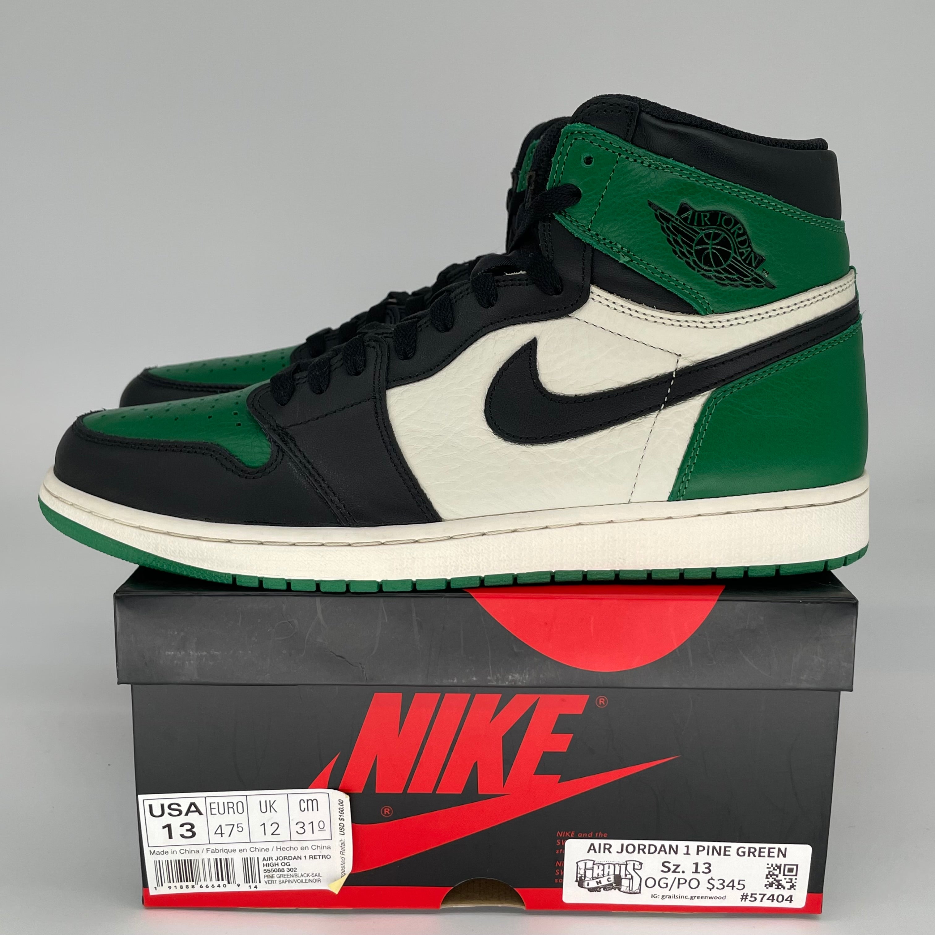 AIR JORDAN 1 PINE GREEN SIZE 13 555088-302